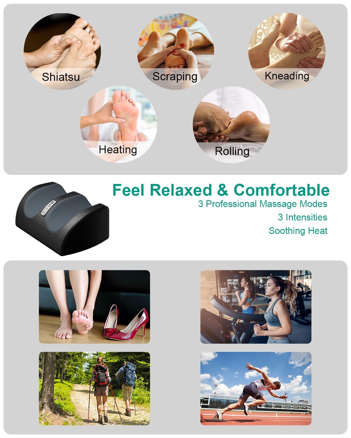 Shiatsu Foot Massager with Heat, 2.6 lbs, FSA Eligible – Relaxing Foot & Calf