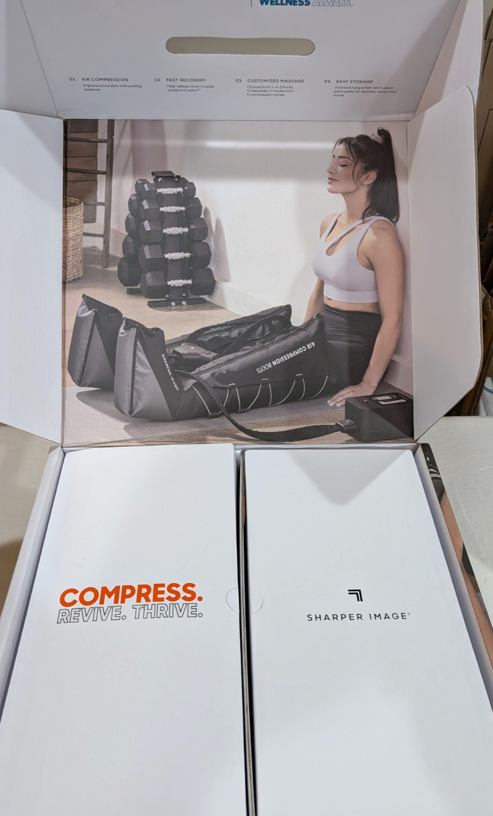 Sharper Image Powerboost Boots Air Compression Leg Massager S/M – Ships Free