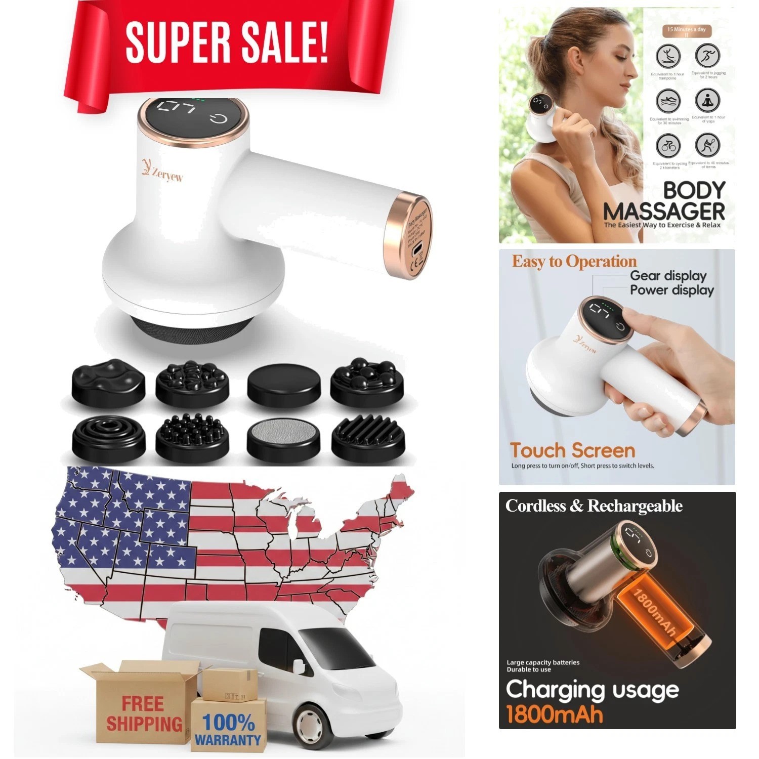Rechargeable Mini Cellulite Massager – Touch Screen Remote & 9 Intensity Levels