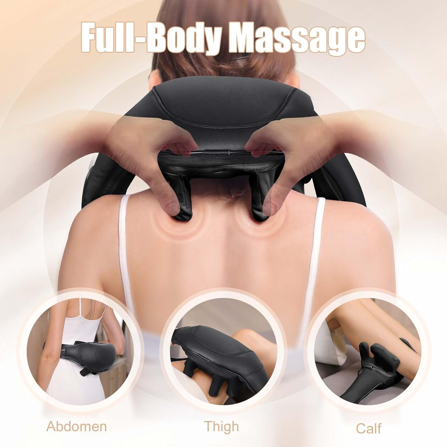 Cordless Shiatsu Back & Neck Massager with Heat, Deep Tissue 3D Kneading Pillow