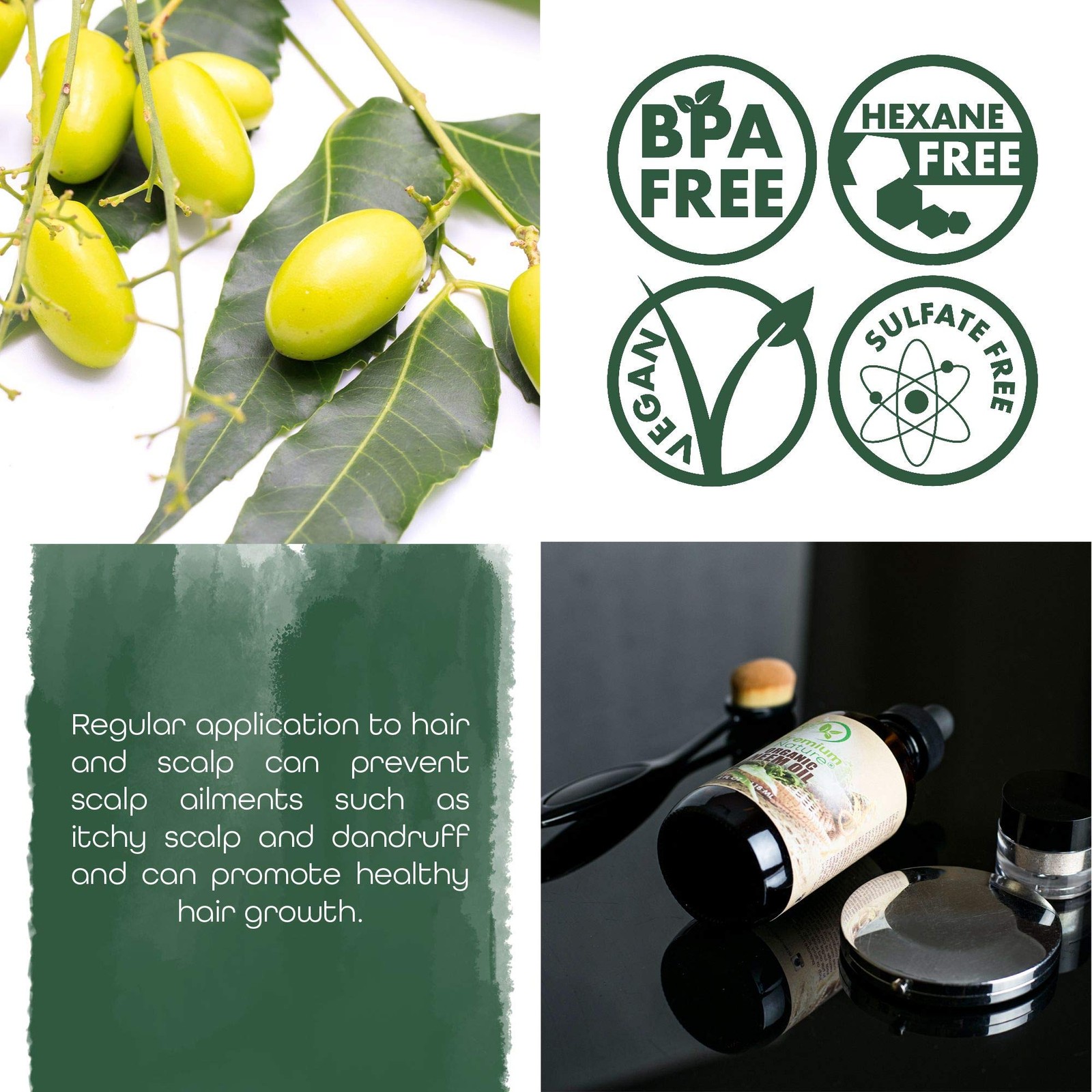 Pure Cold Pressed Neem Oil for Skin, Hair, Massage & Indoor Plants – 4 oz
