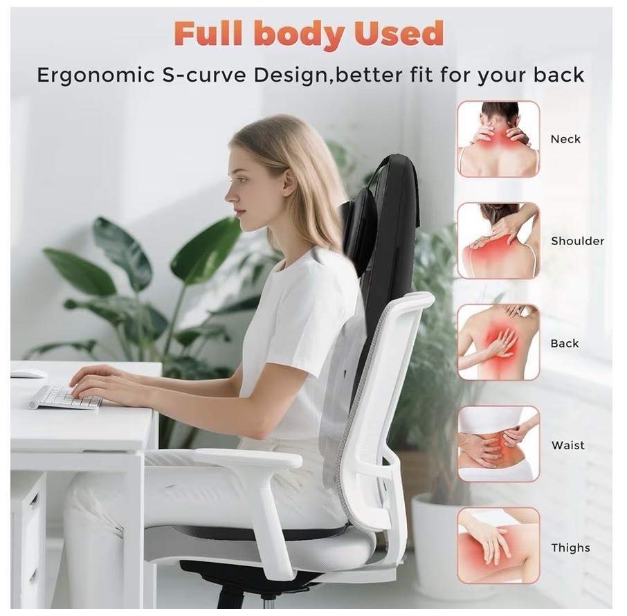 belhope Shiatsu Neck and Back Massager with Heat, 4D Kneading Back Massager