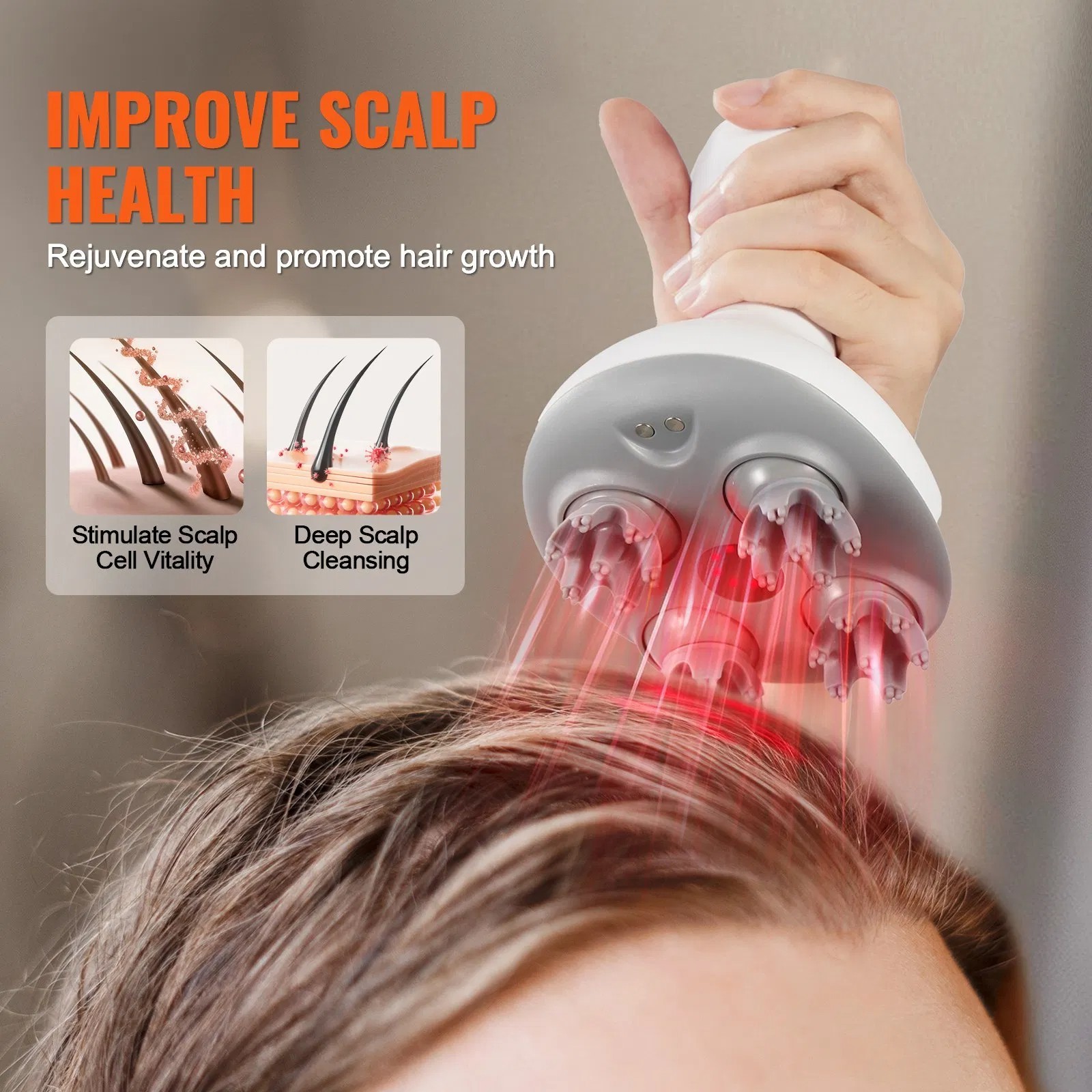 Electric Scalp Massager, Rechargeable Head Massager Hair Growth, IPX7 Waterproof