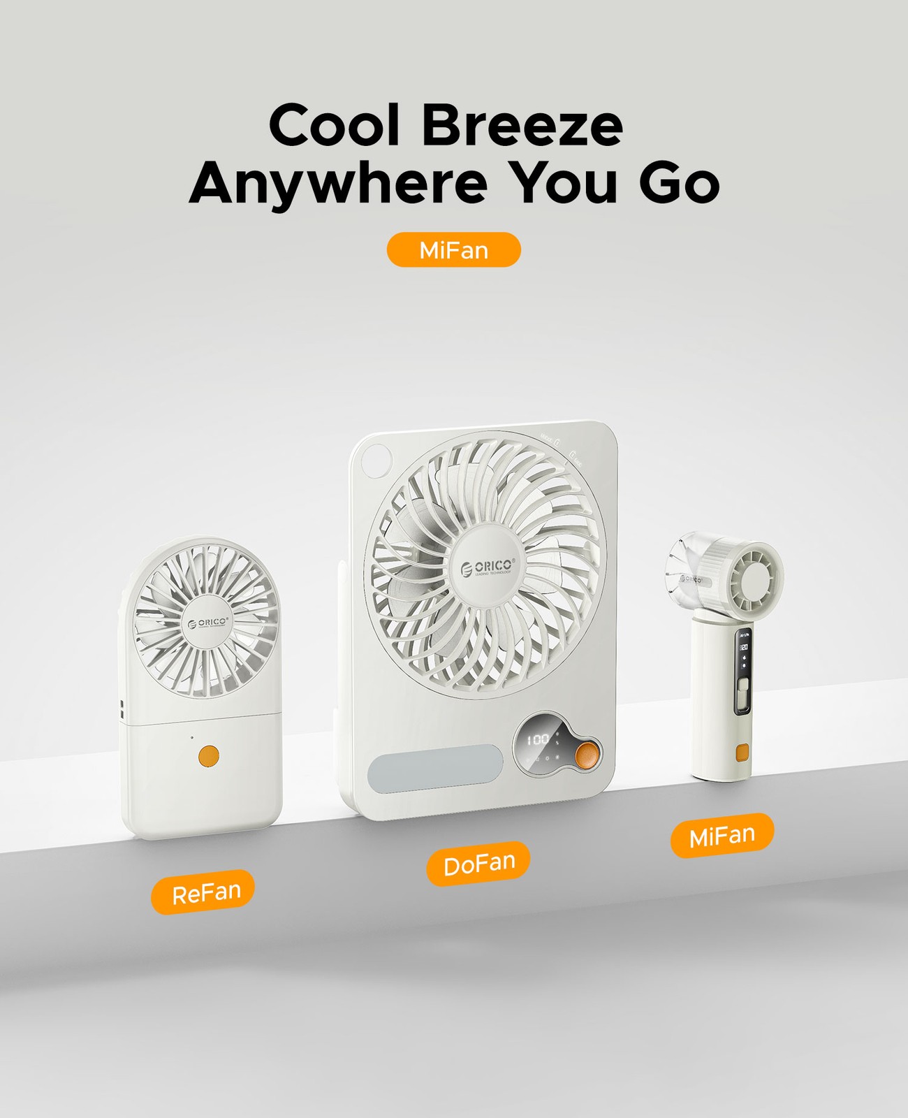 ORICO Portable Handheld Cooling Fan, 3000mAh RechargeableMini Fan