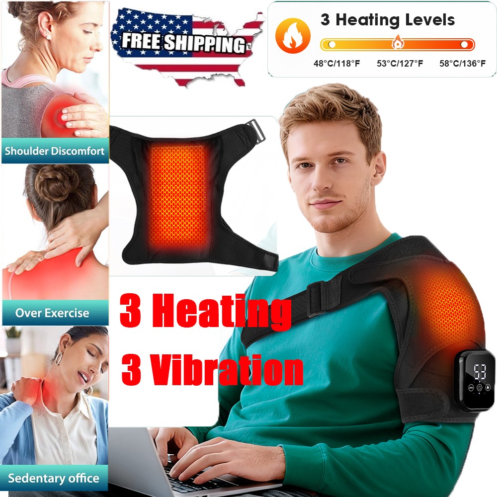 Rechargeable Shoulder Brace Massage Rotator Cuff Support Compression Wrap Straps