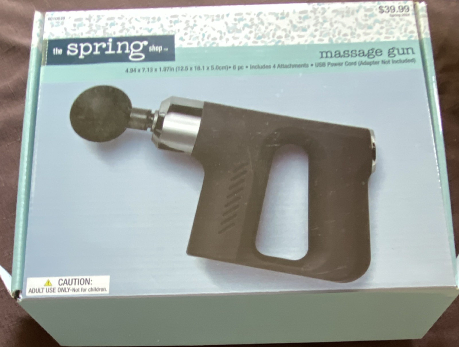 The Spring Shop KH-740 Massage Gun Black Cordless Rechargeable 4 Heads