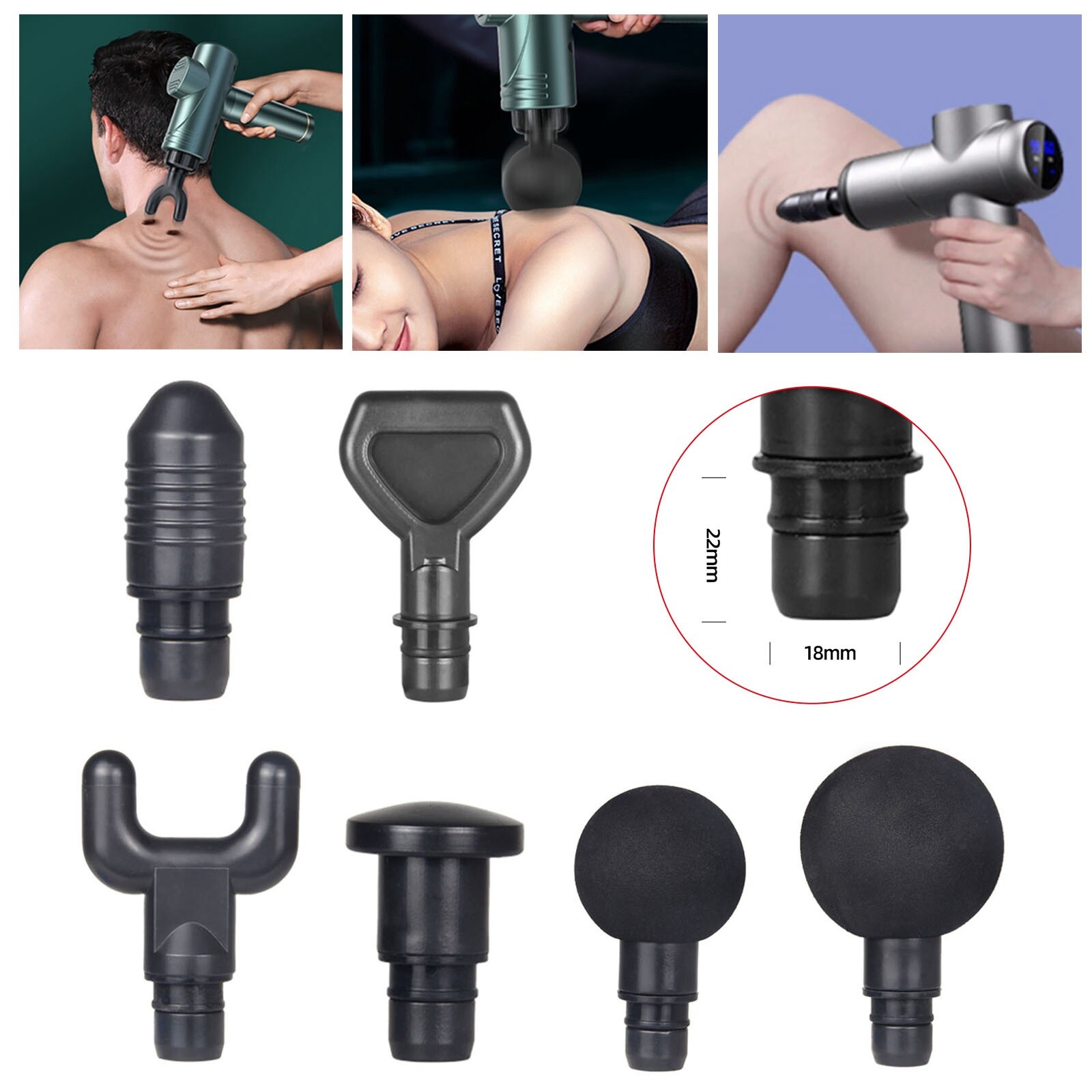 Replacement Heads Attachments For Massage Gun Body Deep Tissue Muscle Massager