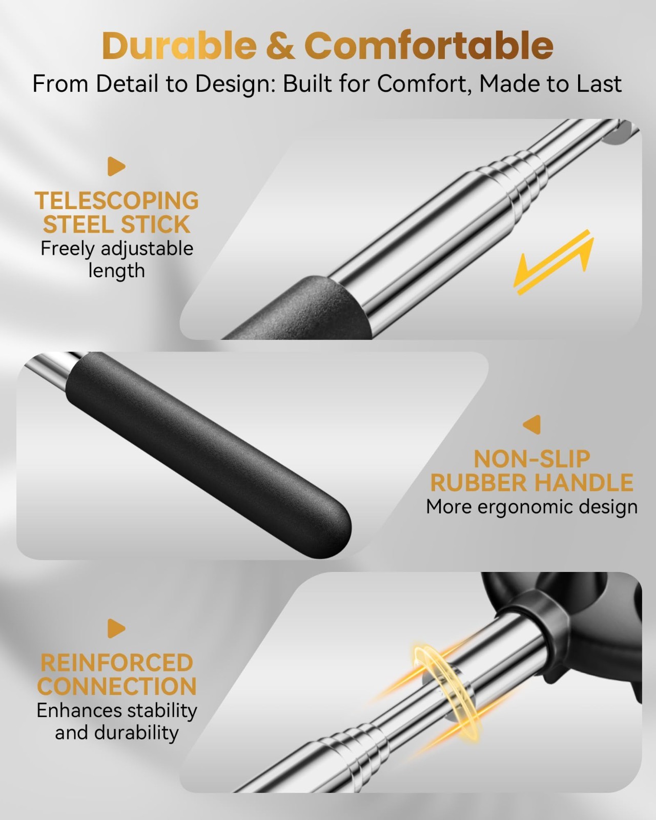 Telescoping Back Scratcher with 5 Heads, Ideal Gift for Men & Women, Boxed Prese