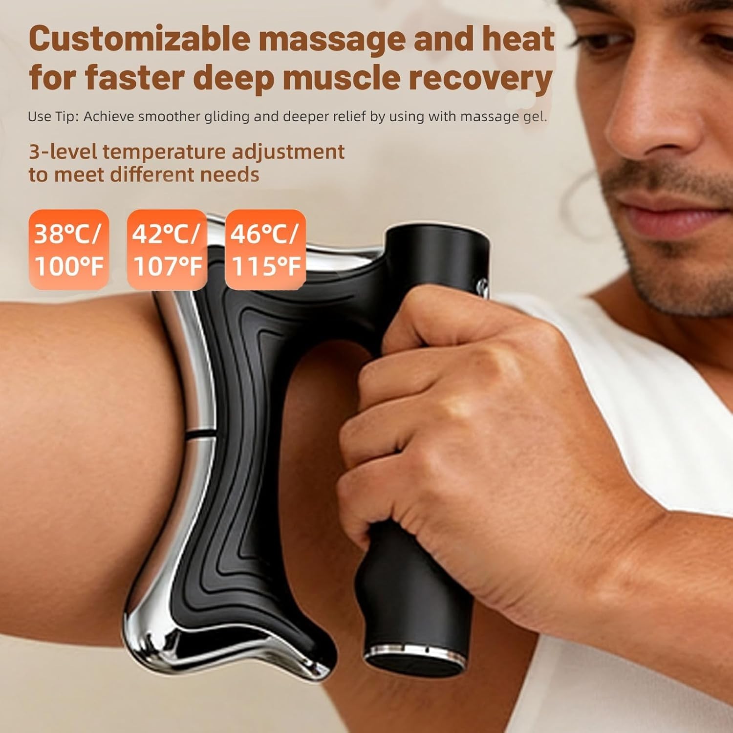 Heated Muscle Scraper Tool—Professional 3-in-1 Electric Fascia Massager with thr