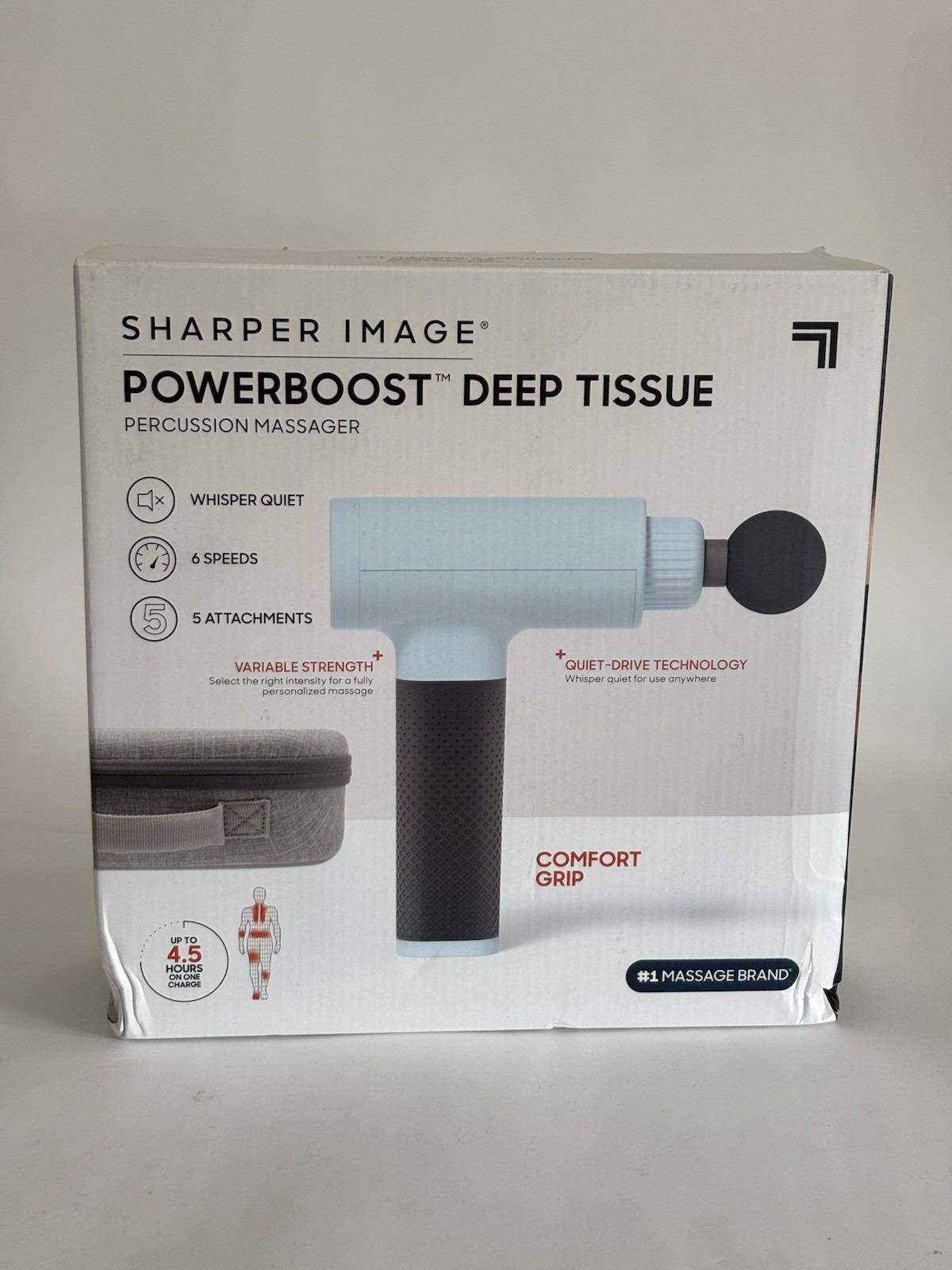 Sharper Image Powerboost Massage Gun Version 3.0-5 Attachments, Quiet Motor,