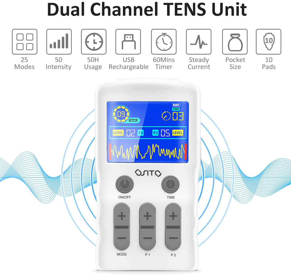 Tens Unit Machine Muscle Stimulator Electric Pulse Massager Therapy Pain Relief