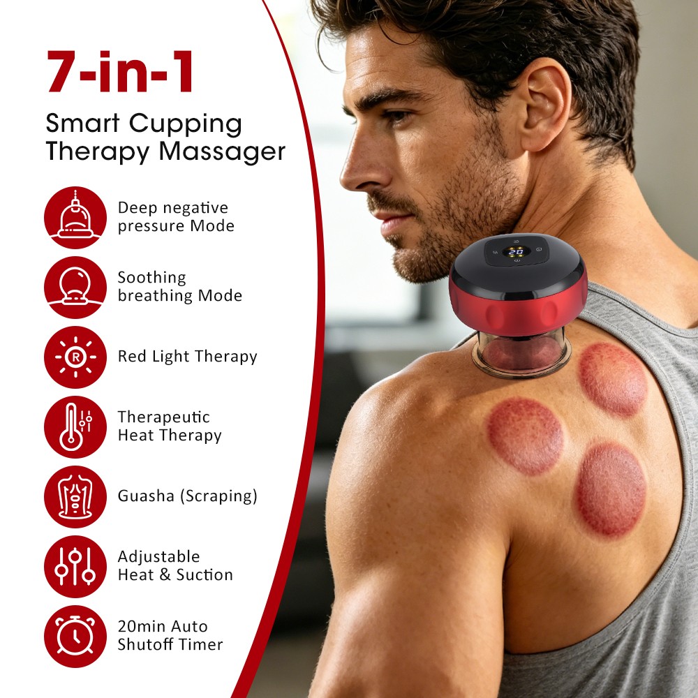 7 In 1 Electric Cupping Therapy Set w/Red Light Smart Cupping Gua Sha Massager