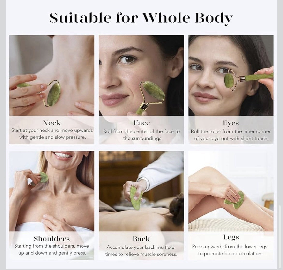 BAIMEI IcyMe Jade Roller & Heart Gua Sha Set Green/Gold Manual Rolling Scraping