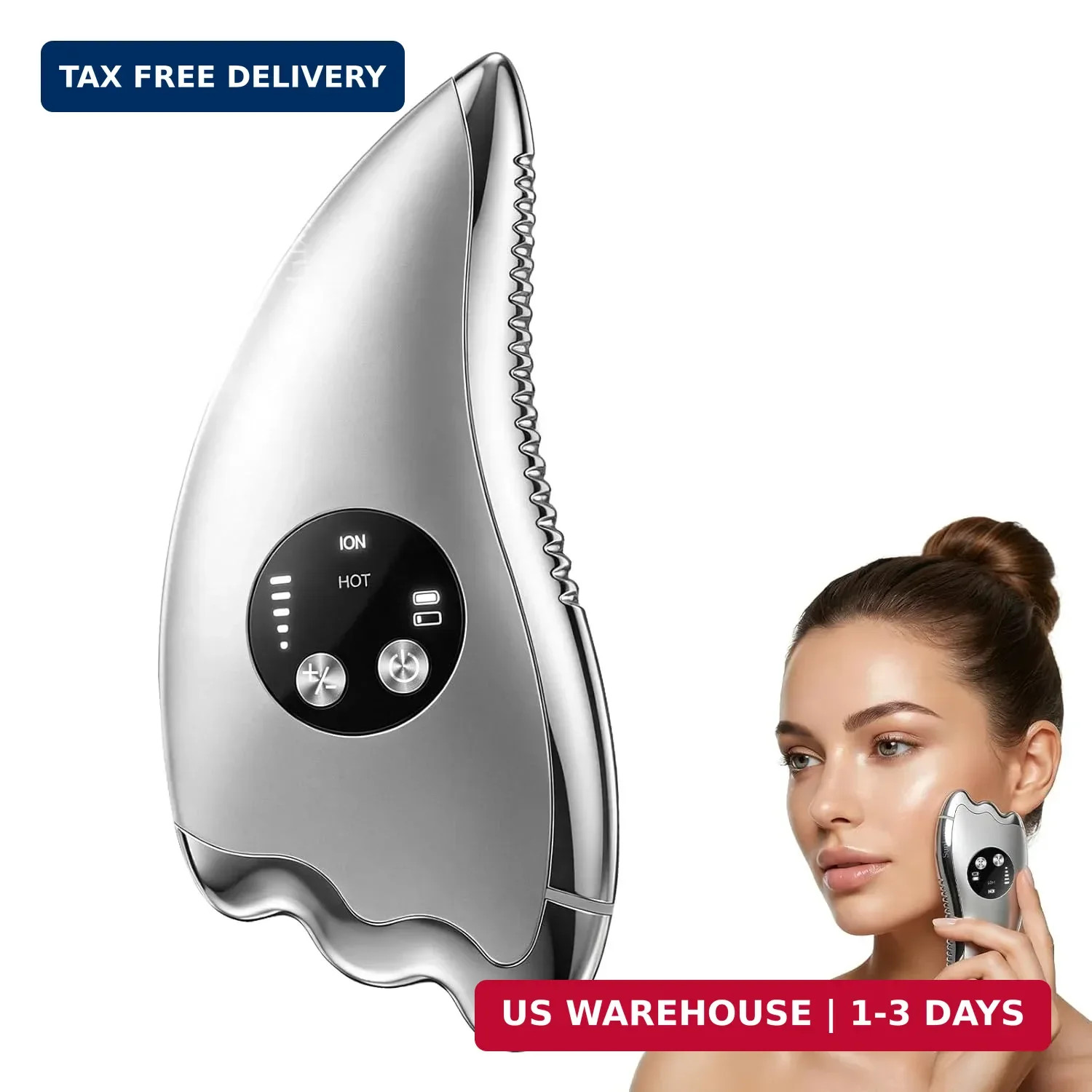 Electric Face Massager Tool with Micro-current & Heated, 2-in-1 Dual-Sided Elect
