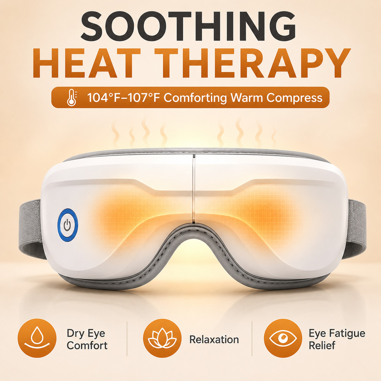 Heated Eye Massager Bluetooth Compression Vibration Rechargeable Sleep Aid