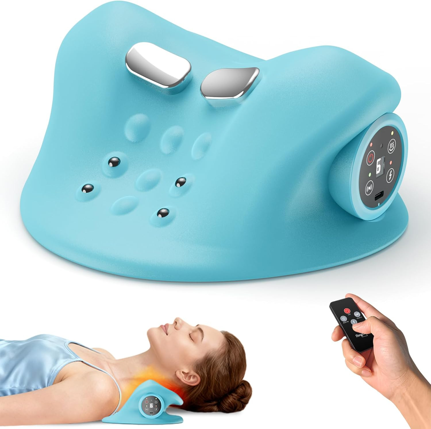 Neck Massager with Heat & Vibration 3 Level Adjustable, Heated Neck Stretcher wi
