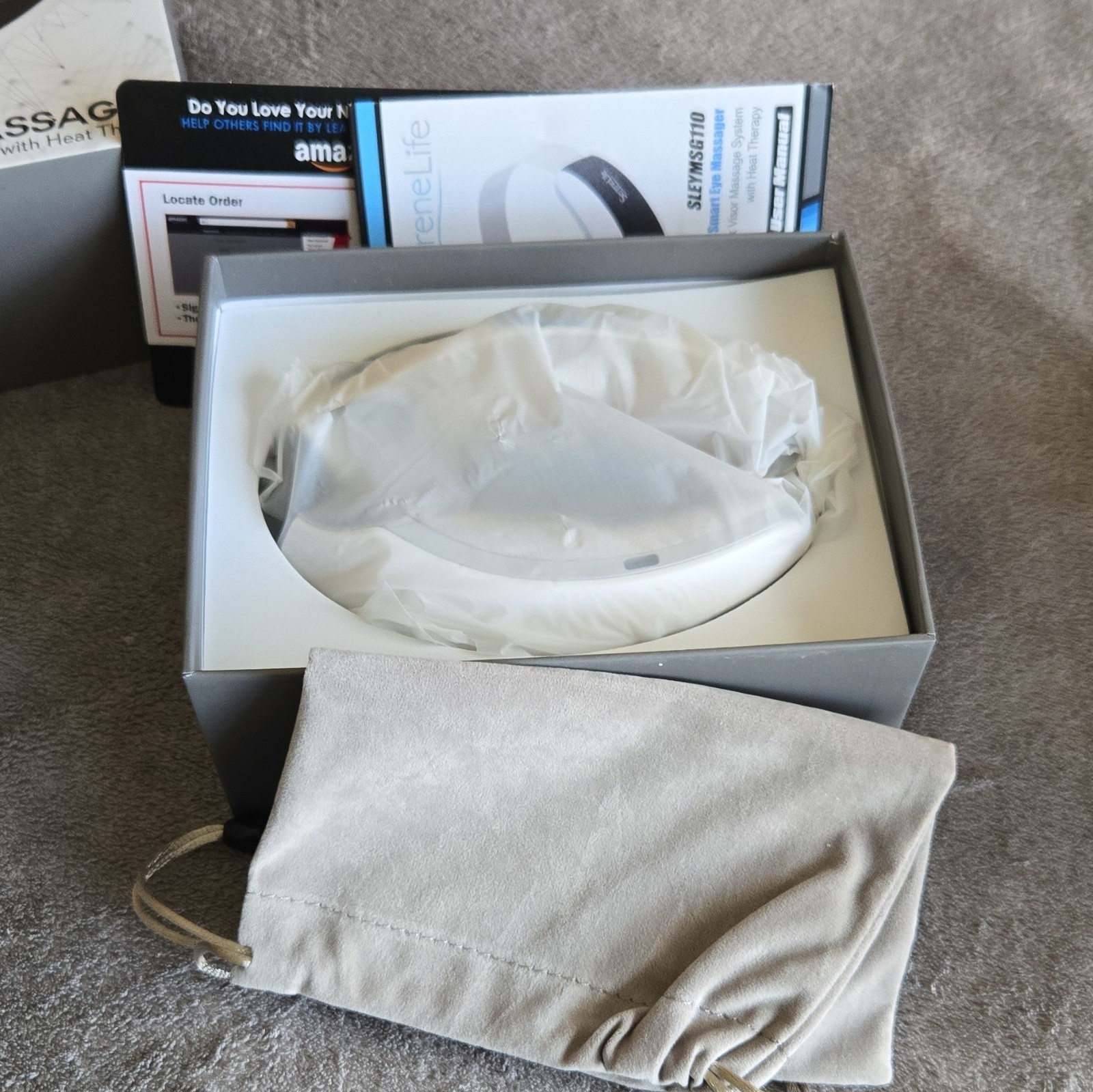 SereneLife Smart Eye Massager SLEYMSG110 Heat Therapy Bluetooth New Open Box