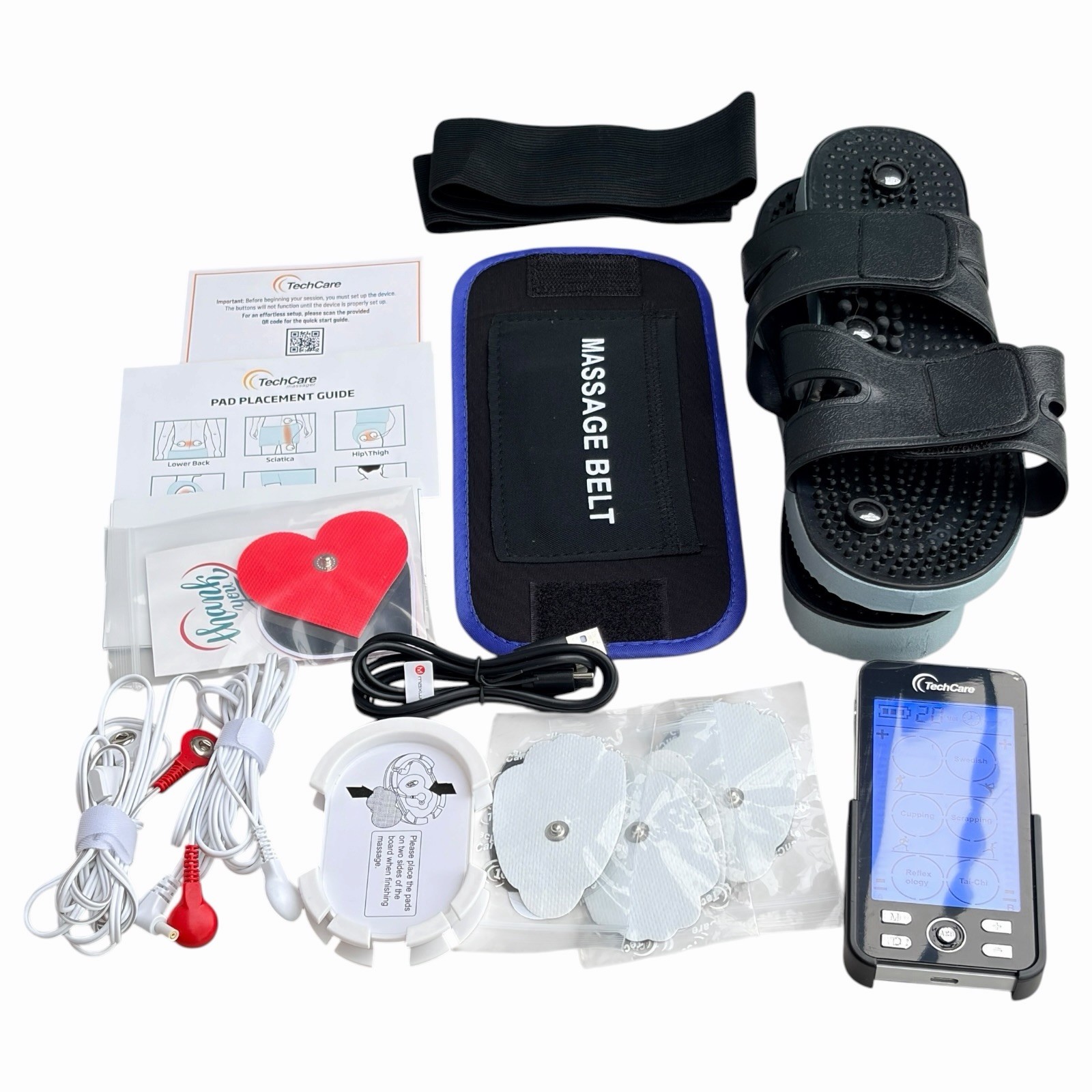 Tens Unit Muscle Stimulator 24 Modes Dual Channel Combo Set Slippers + Belt