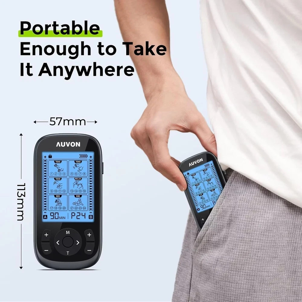 AUVON 3-In-1 TENS Unit Muscle Stimulator, EMS Massage Machine with 40 Intensitie