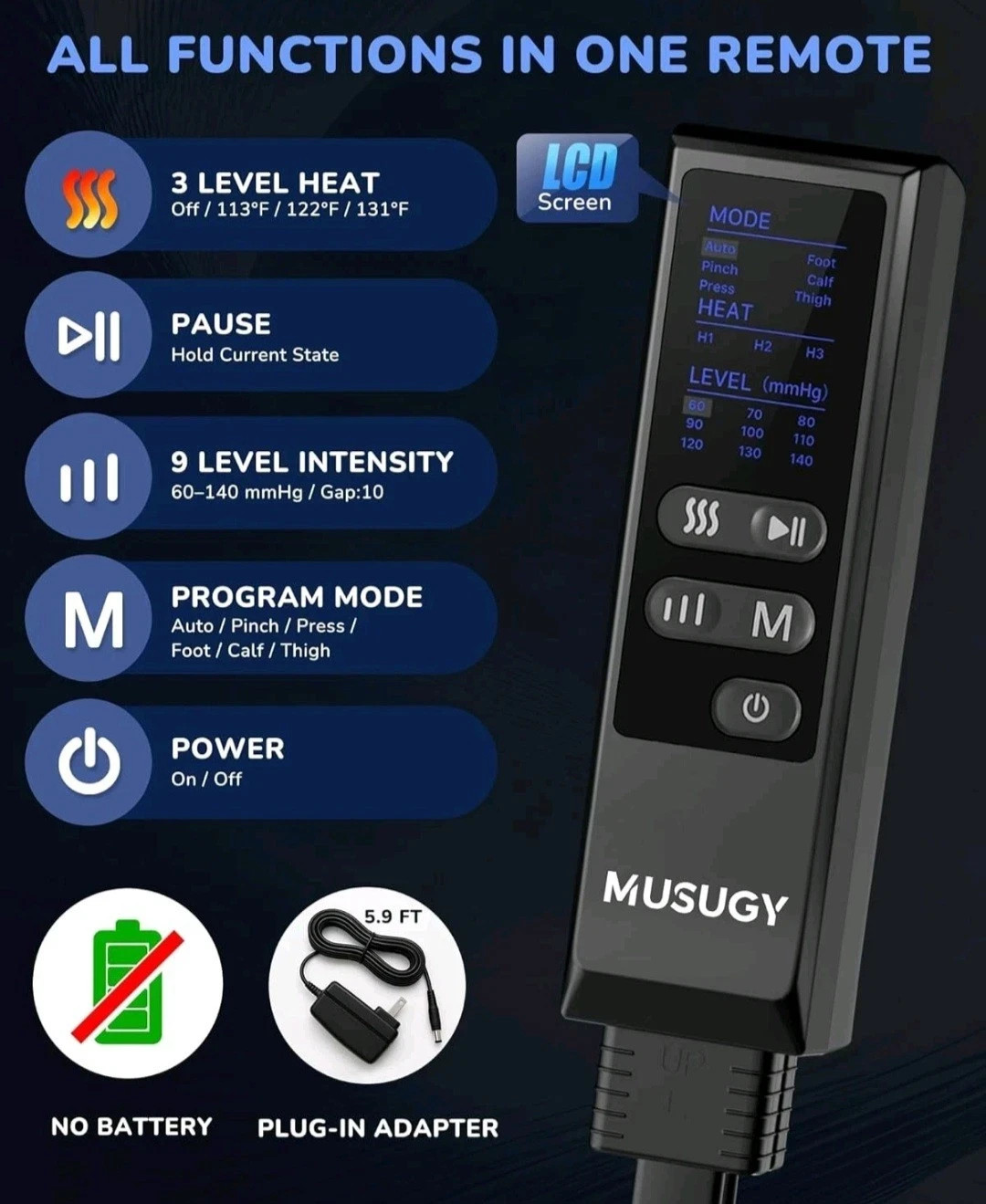 Full Leg and Foot Massager with Heat & Compression Sequential Compression Boots