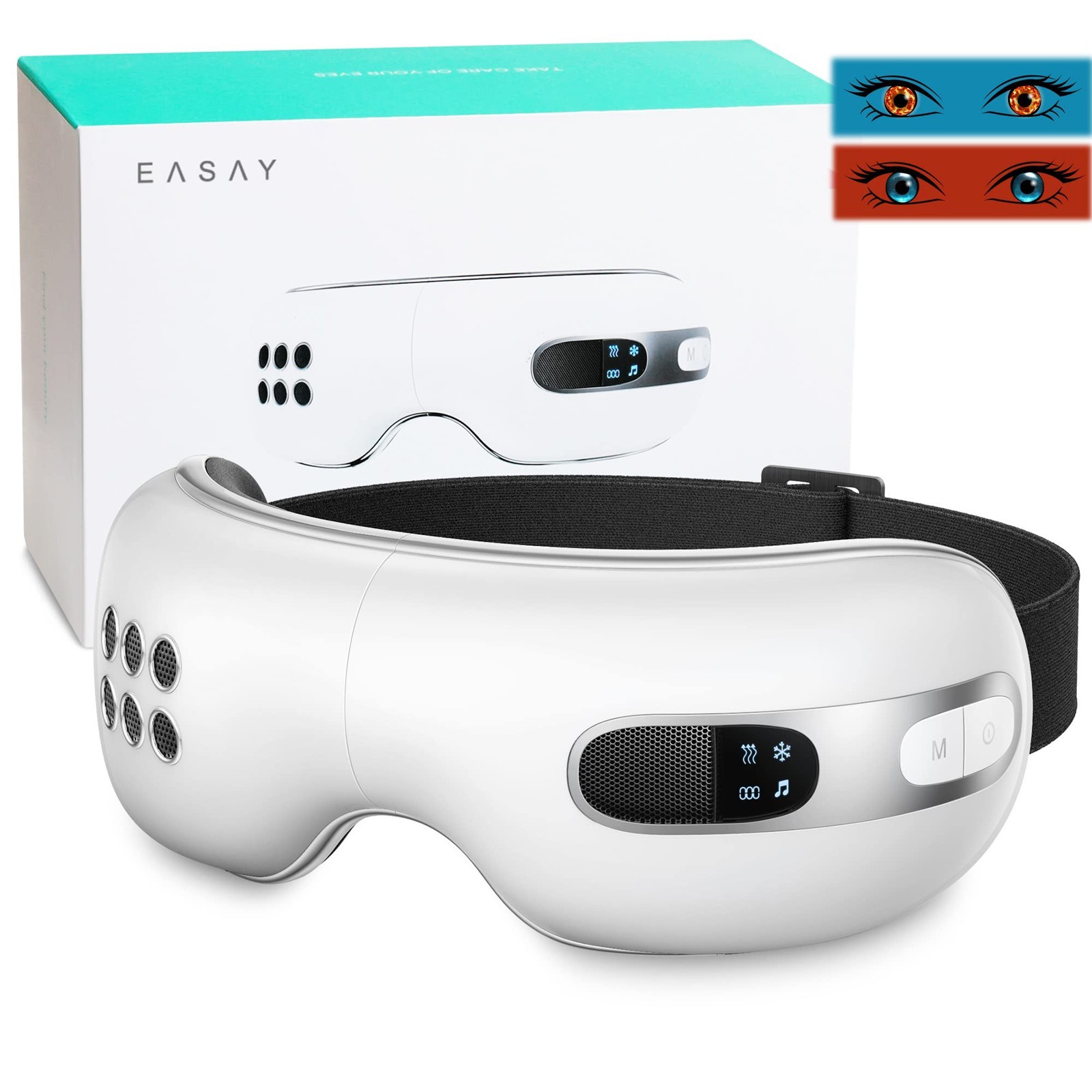 Eye Massager with Heat and Cooling for Migraine with Air Compression & Bluetooth