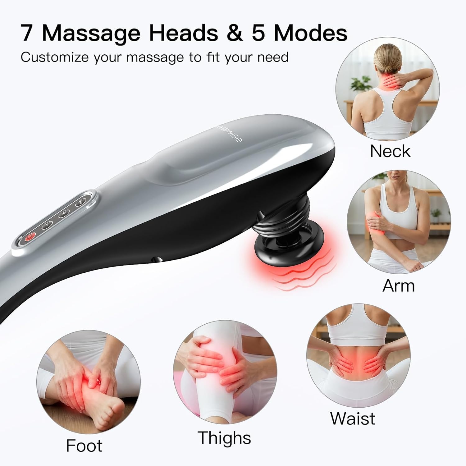 6 Quiet Electric Massager for Neck Back and Legs with Advanced Noise Reduction