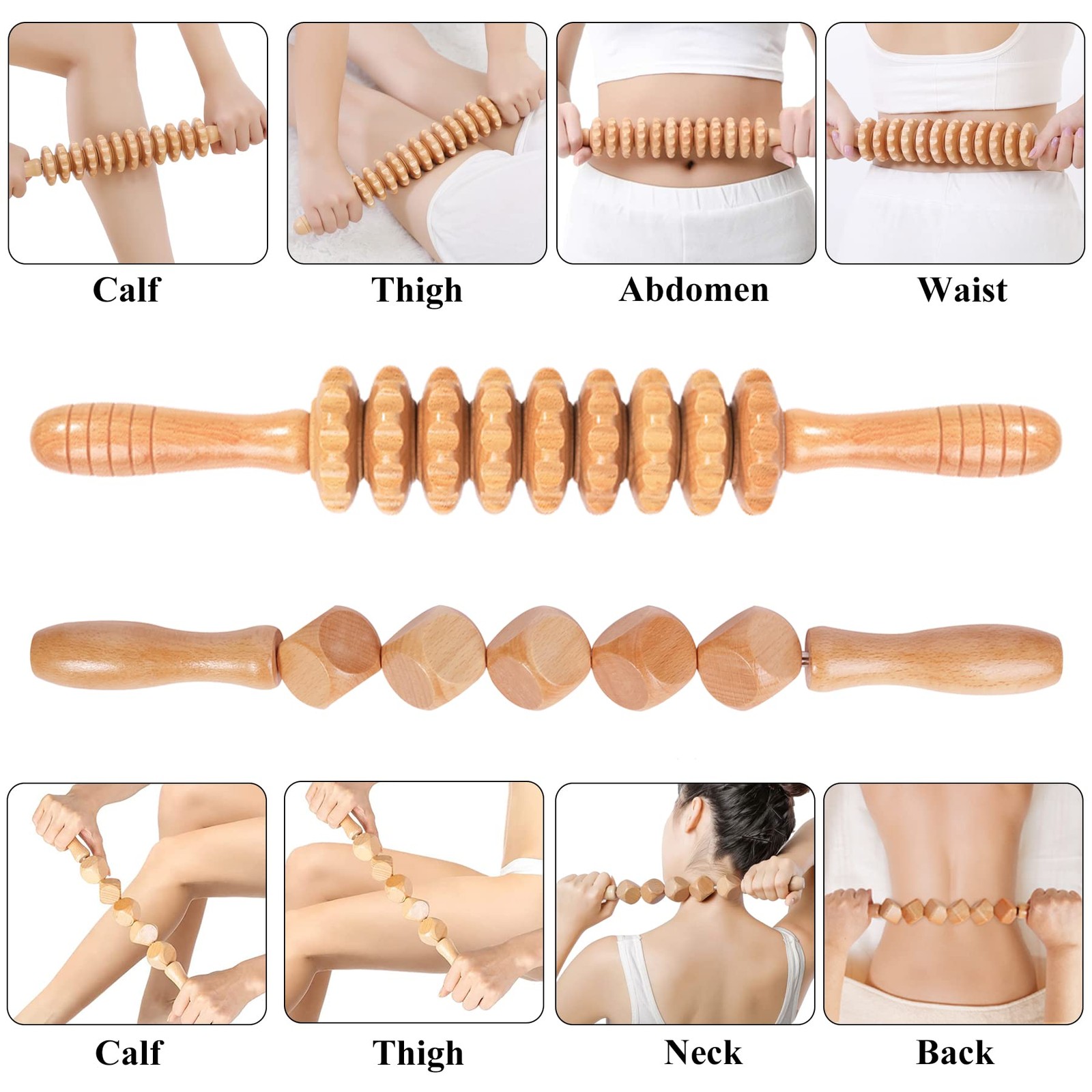 Komogir Wood Therapy Massage Tools 5-in-1 17.3 x 6.3 x 4 Inch, Kit03-5 in 1