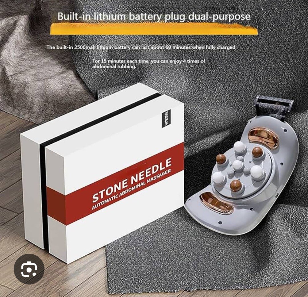 Stone Needle Abdominal Massage Belt 7-Head Built-in Lithium Battery Gray/White