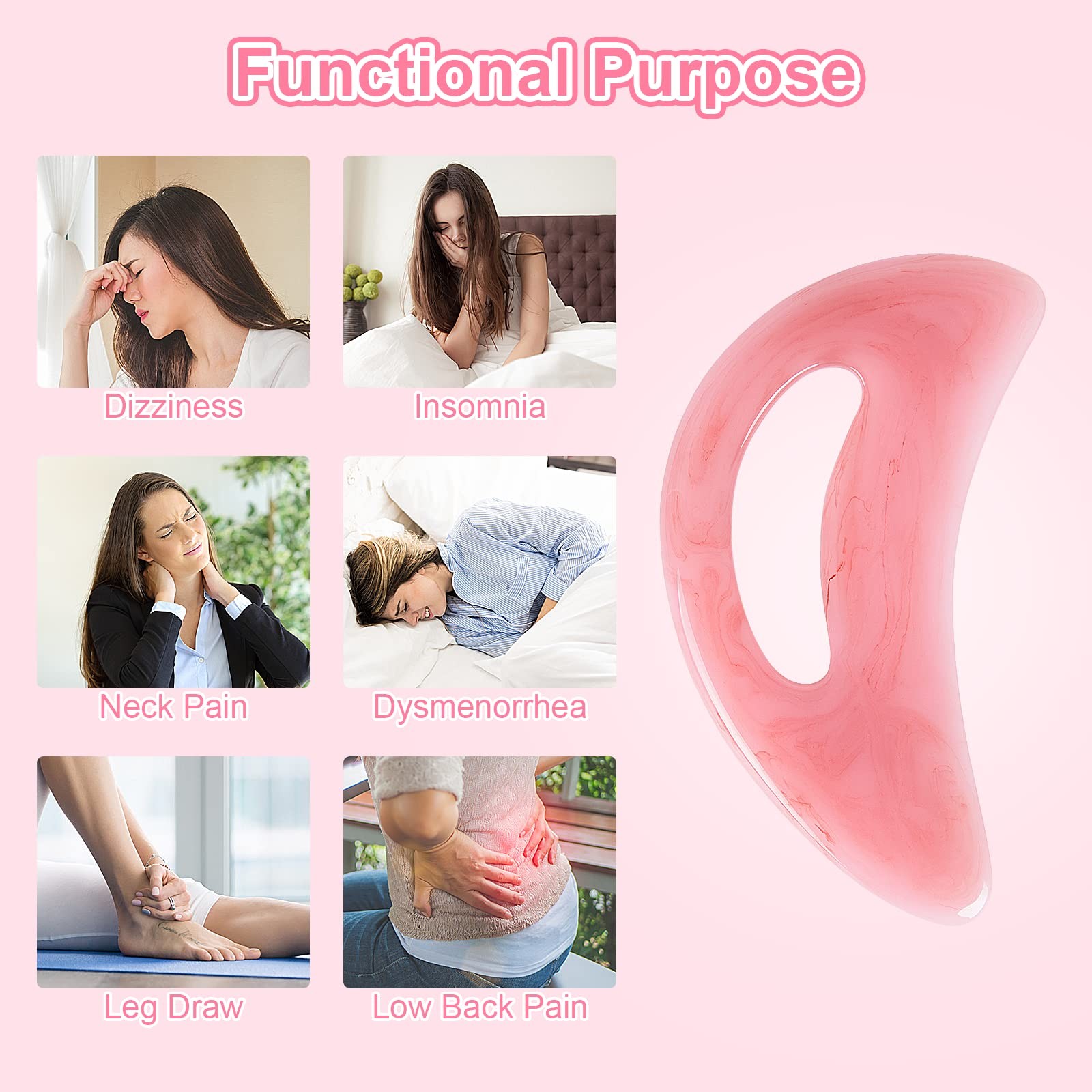 iunxkmi Large Body Gua Sha Massage Tool for Lymphatic Drainage Pink