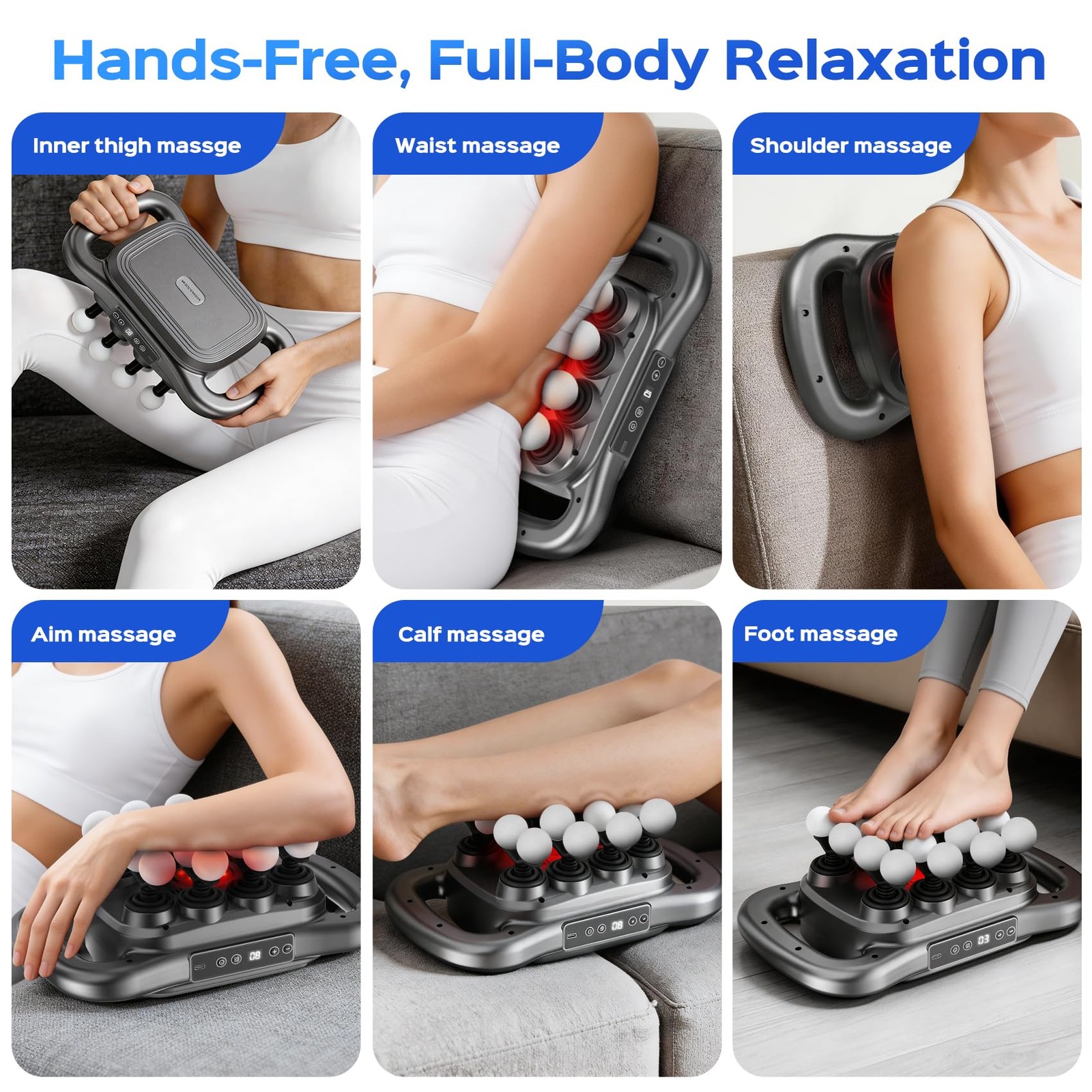 16-Head Massage Gun Set, Deep Tissue Percussion Massager, 2600mAh, 9 Speeds &…