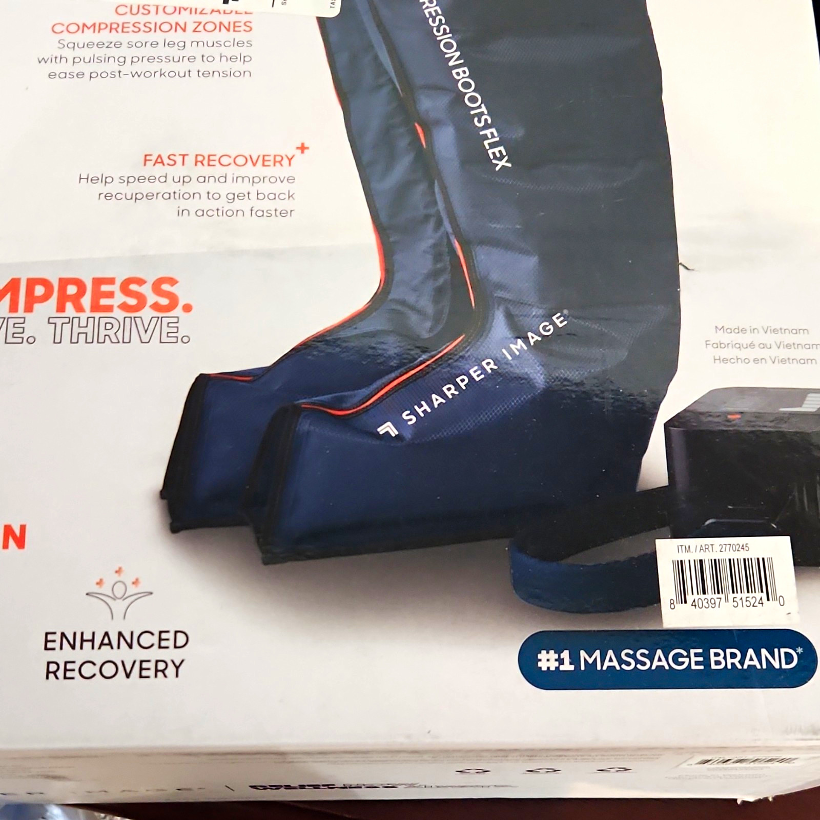 Sharper Image Flex Portable Air Compression Leg Recovery Boots S-M Blue 2770245