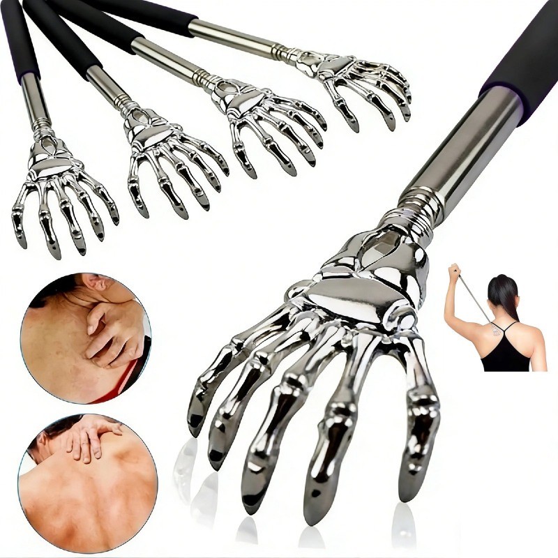 3PCS Stainless Steel Retractable Back Scratcher – Rubber Handle Portable Random