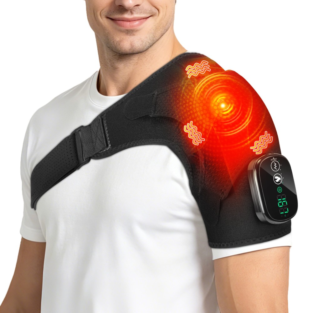 Shoulder Massager Heating Vibration Rotator Cuff Shoulder Brace for Pain Relief