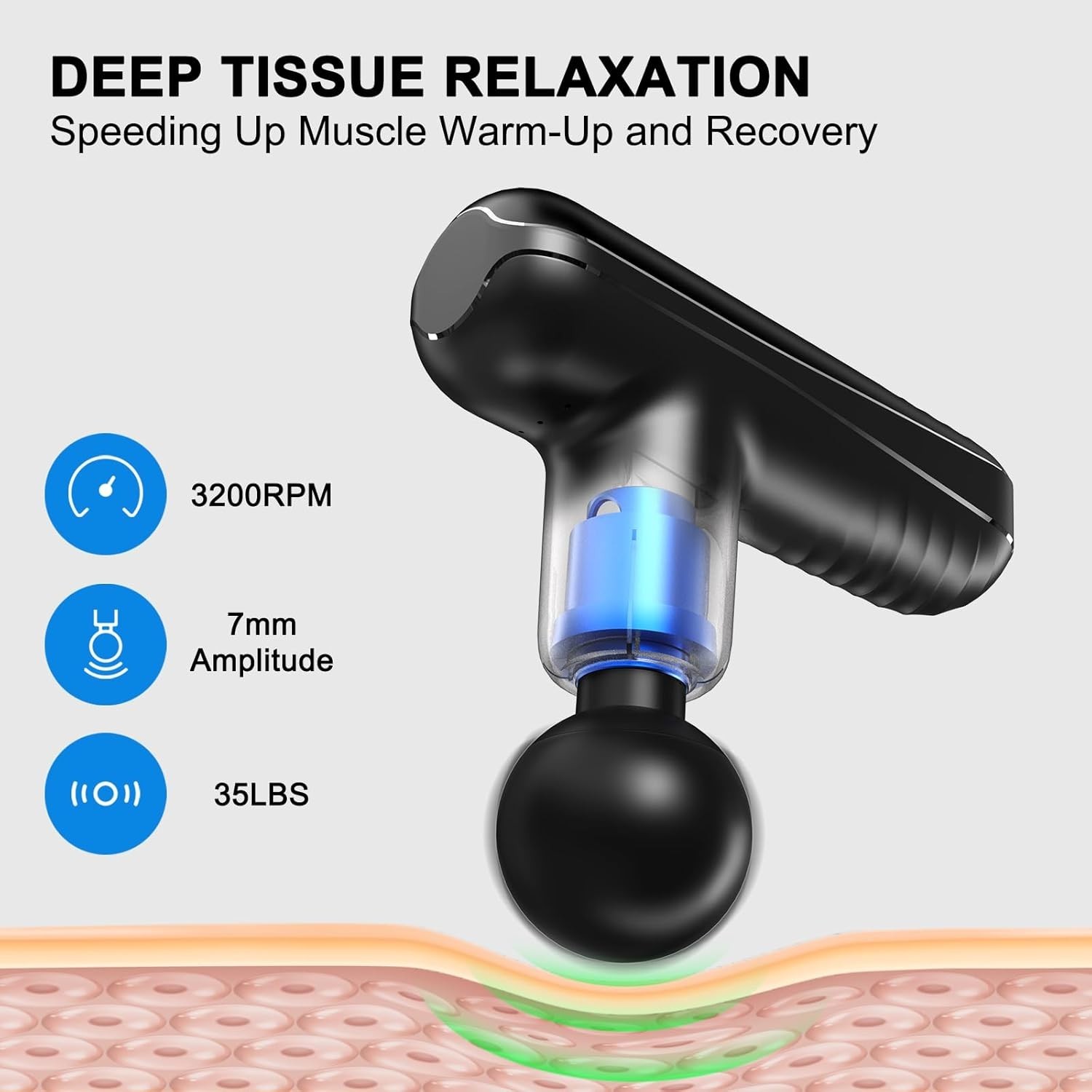 Compact Handheld Massage Gun – Rechargeable Muscle Therapy with Auto Shut-Off