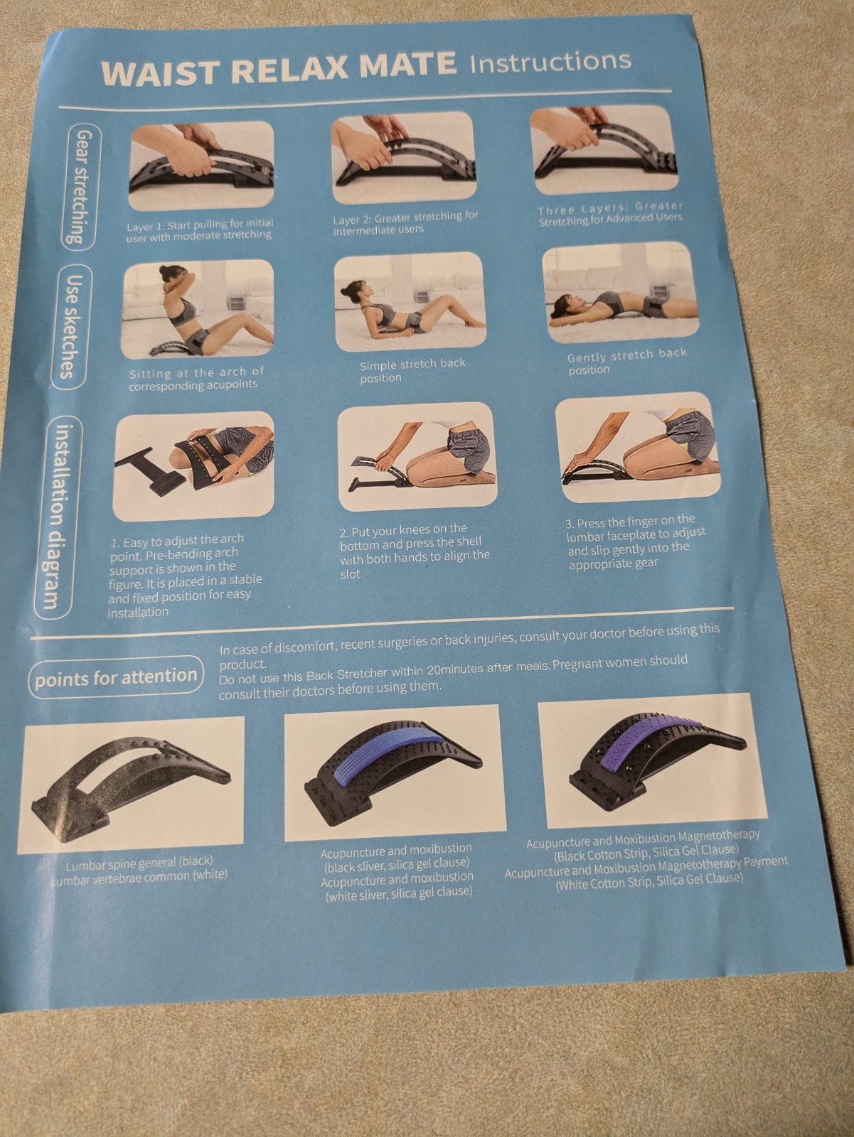 WAIST RELAX MATE Back Stretching Device Relieve Chronic Pain