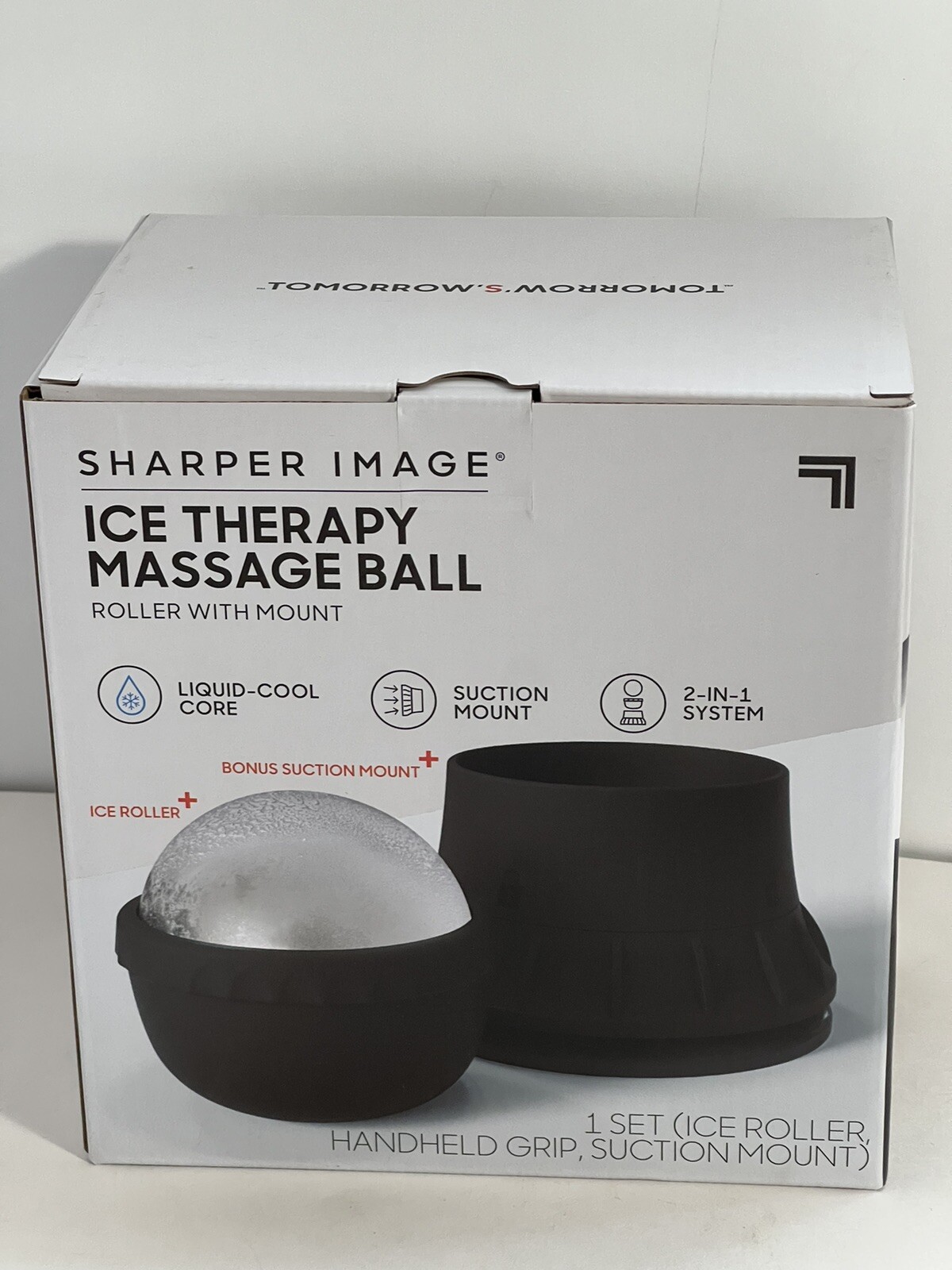 Sharper Image Ice Therapy Massage Ball Roller w/ Suction Mount Liquid-Cool Core