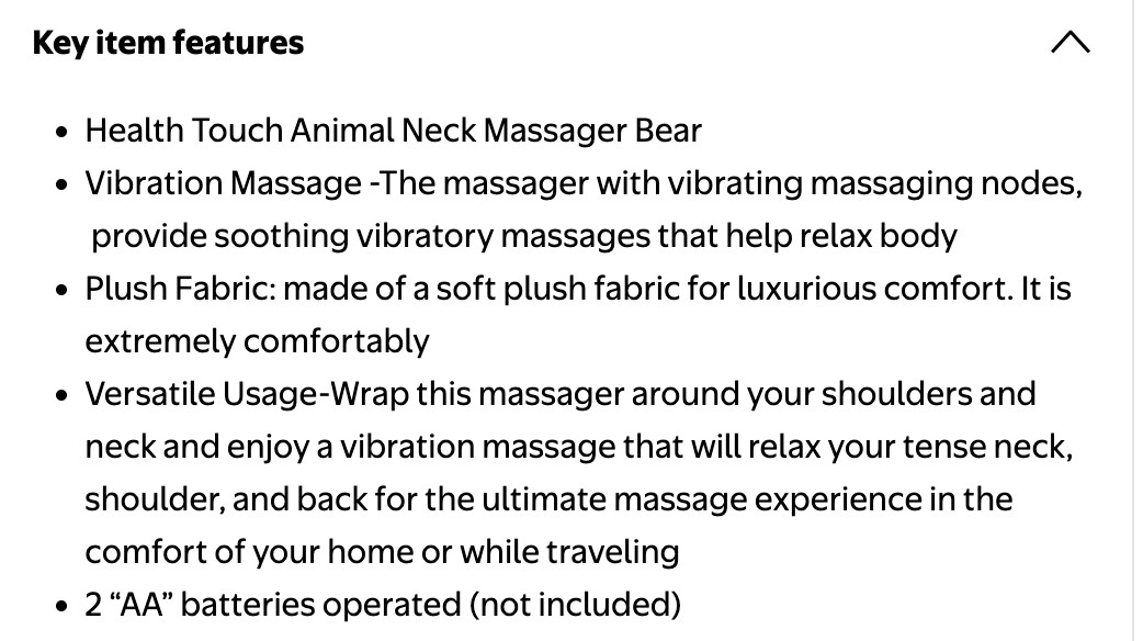 Health Touch Neck Massaging Massager with Relaxing Vibration- Bear
