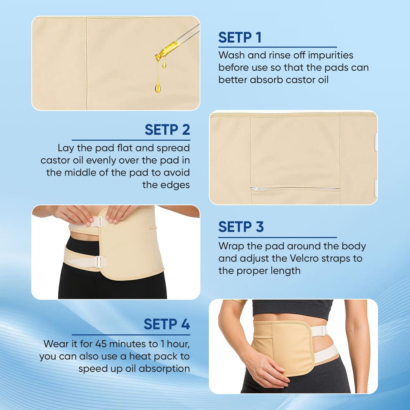 Tavio Castor Oil Pack, Organic Cotton Castor Oil Pack Wrap Kit, Wellness Pack…