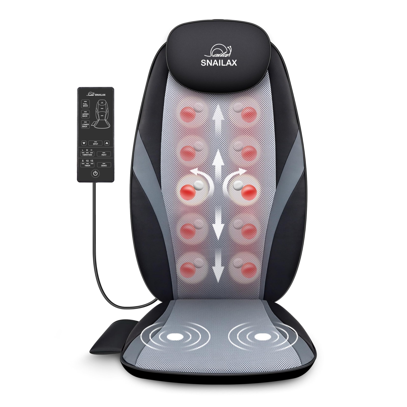 Shiatsu Back Massager with Heat Adjustable Kneading Neck Shoulders Snailax Deep