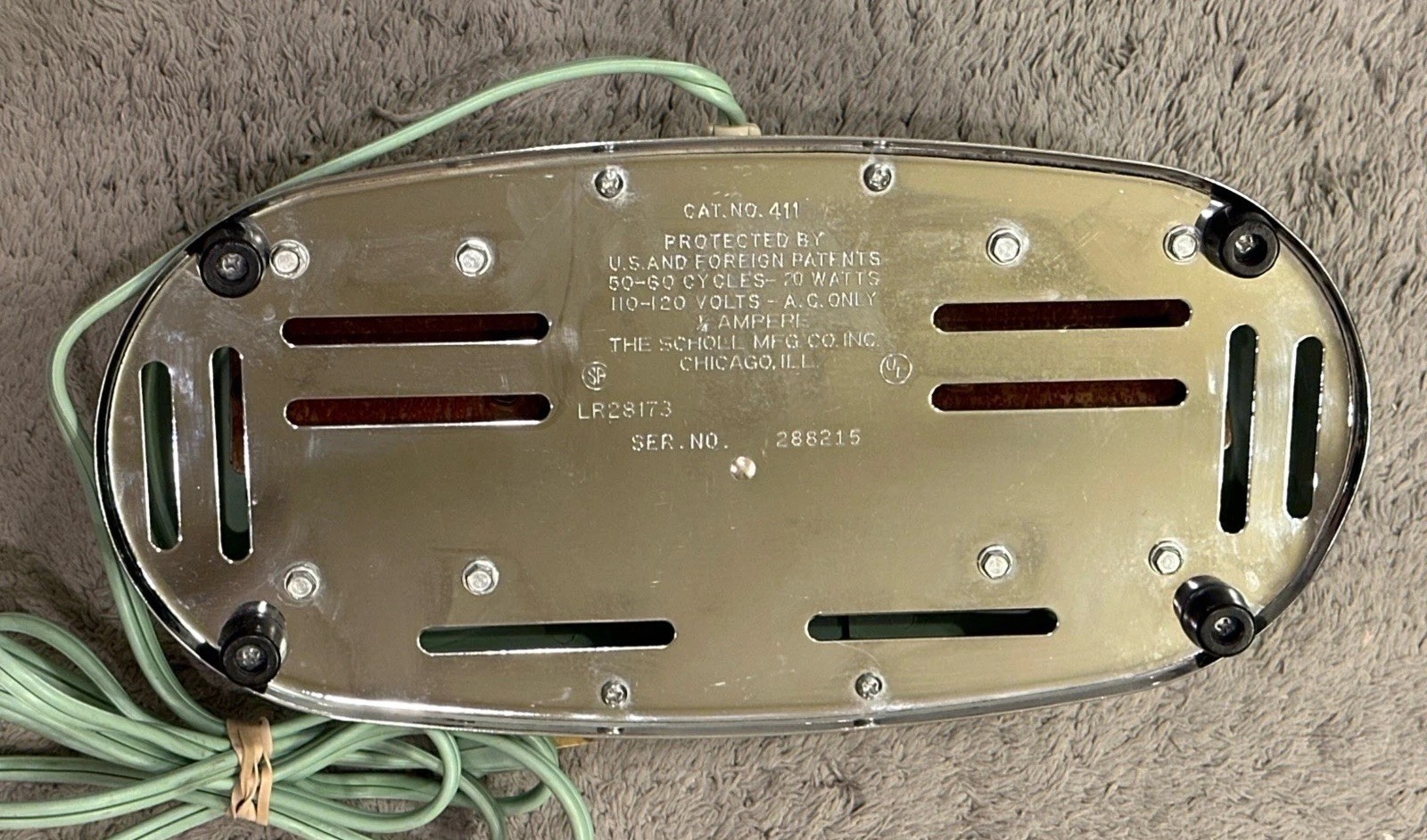 Dr Scholls 1956 Electric Foot Massager Model 411 Mint Green Works Vtg
