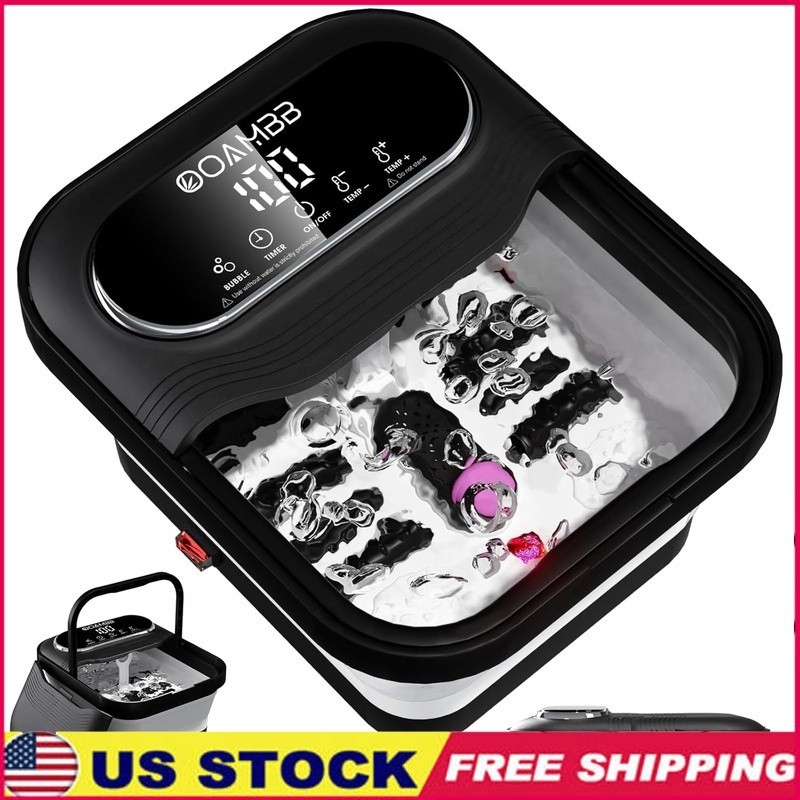 Foot Spa Massager Touch Screen Temperature Control Bubble Timer Removable Stone