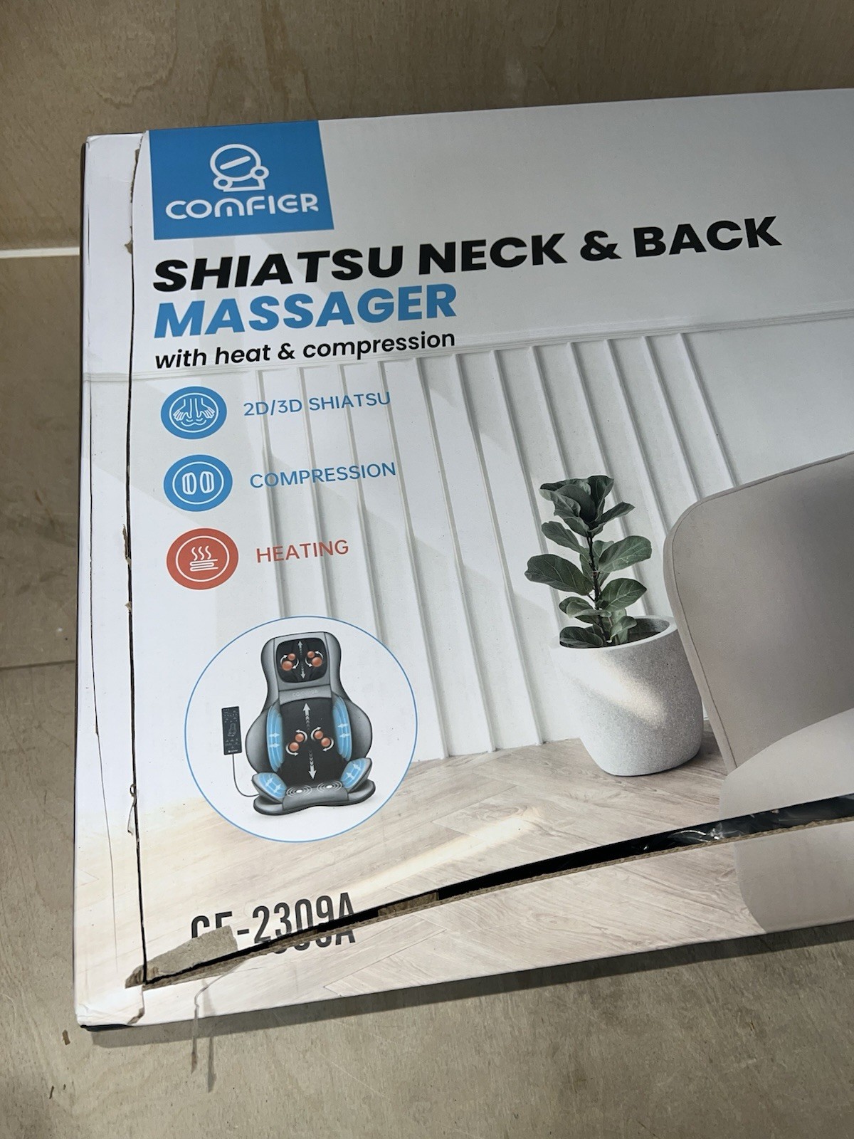 Comfier Shiatsu Neck & Back Massager – 2D/3D Kneading Full Back Massager w/ Heat