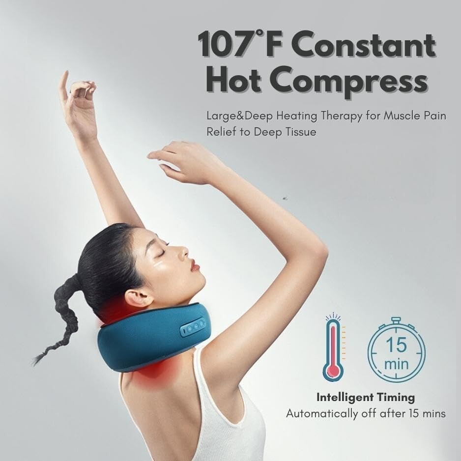 Moran Green – 7C Neck Massager Shiatsu Heat Electric Massage Pillow Deep Tissue