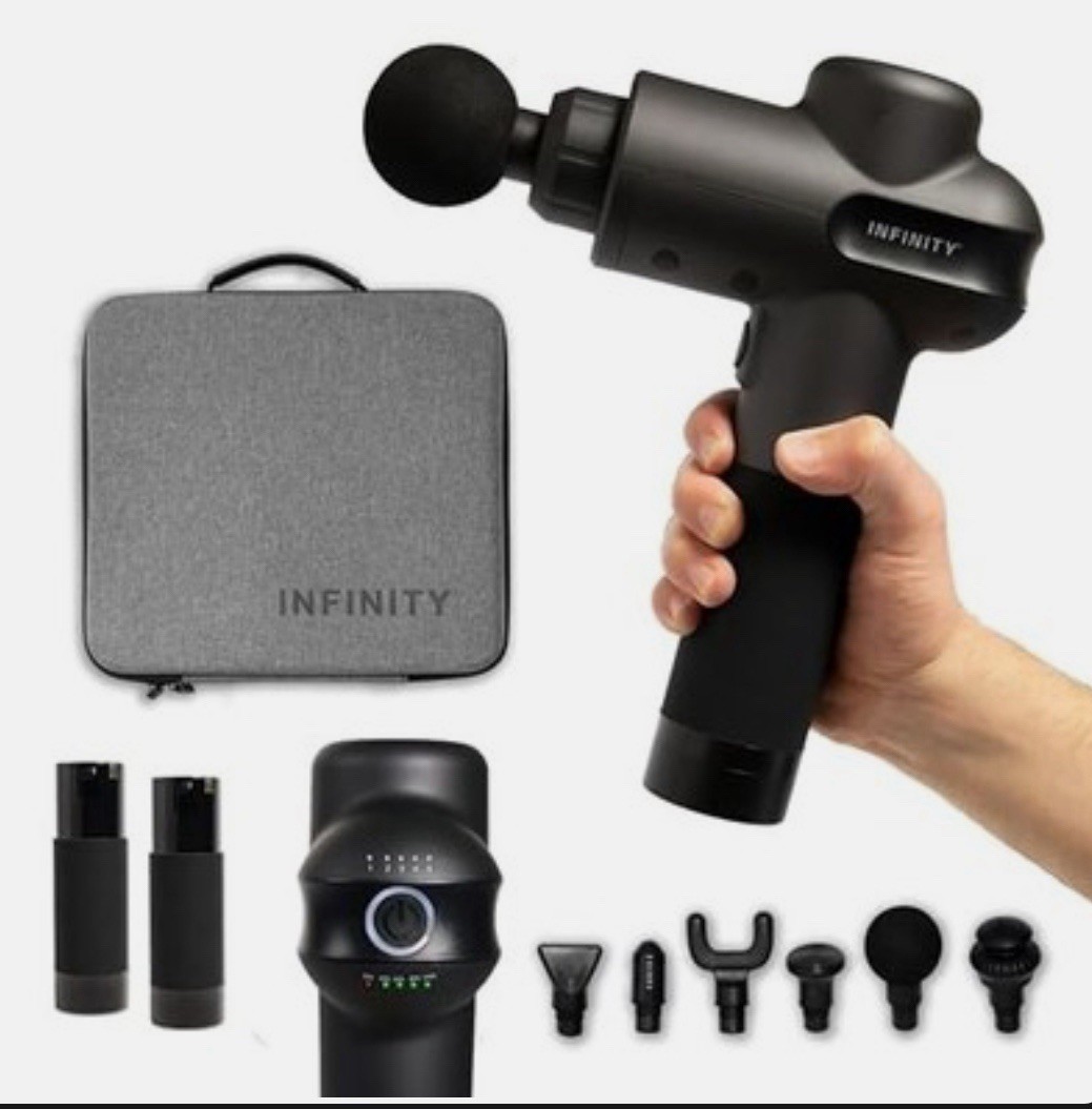 Infinity PR Pro Endurance Percussion Massager Cordless 6 Heads Case Back Neck