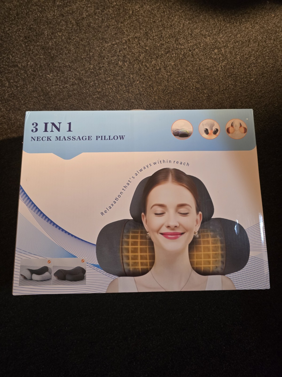 H4- 3-in-1 Neck Massage Pillow w/Heat- Black ***