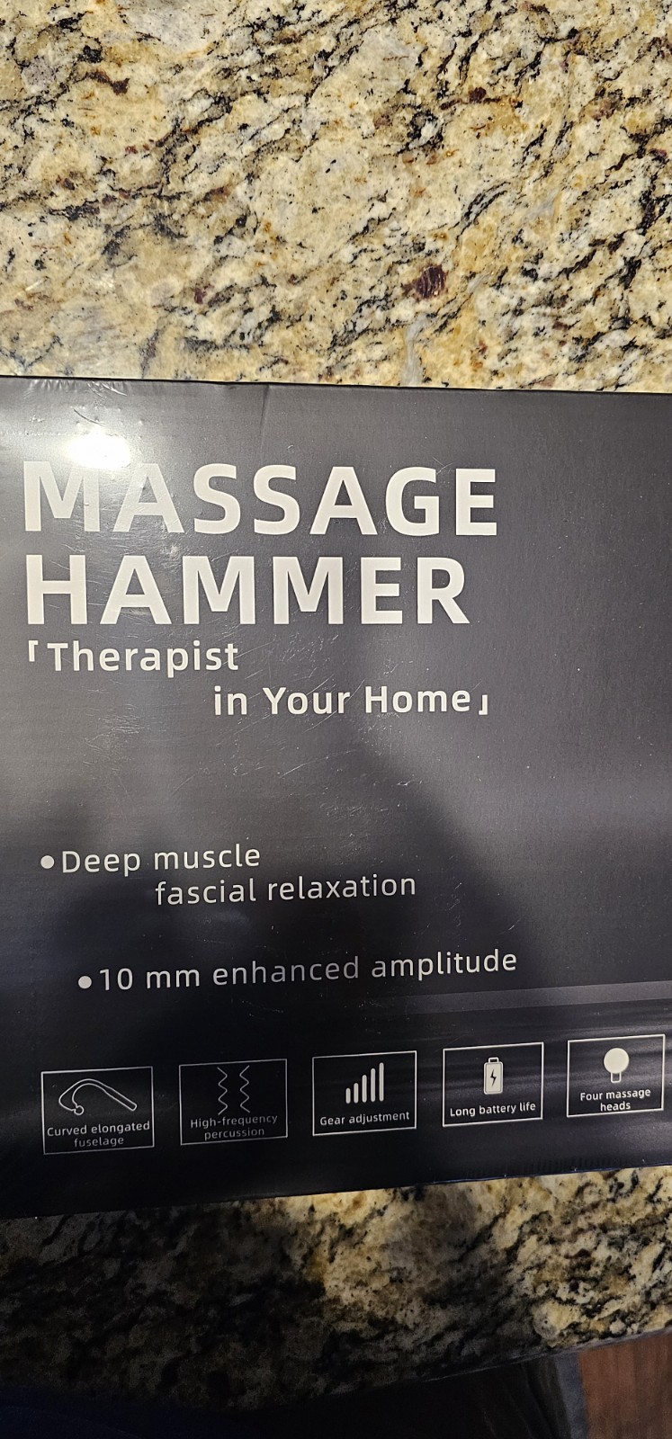 CUTESLIVING Massage Hammer JA-G4 Black Battery High-Frequency Percussion 4 Heads