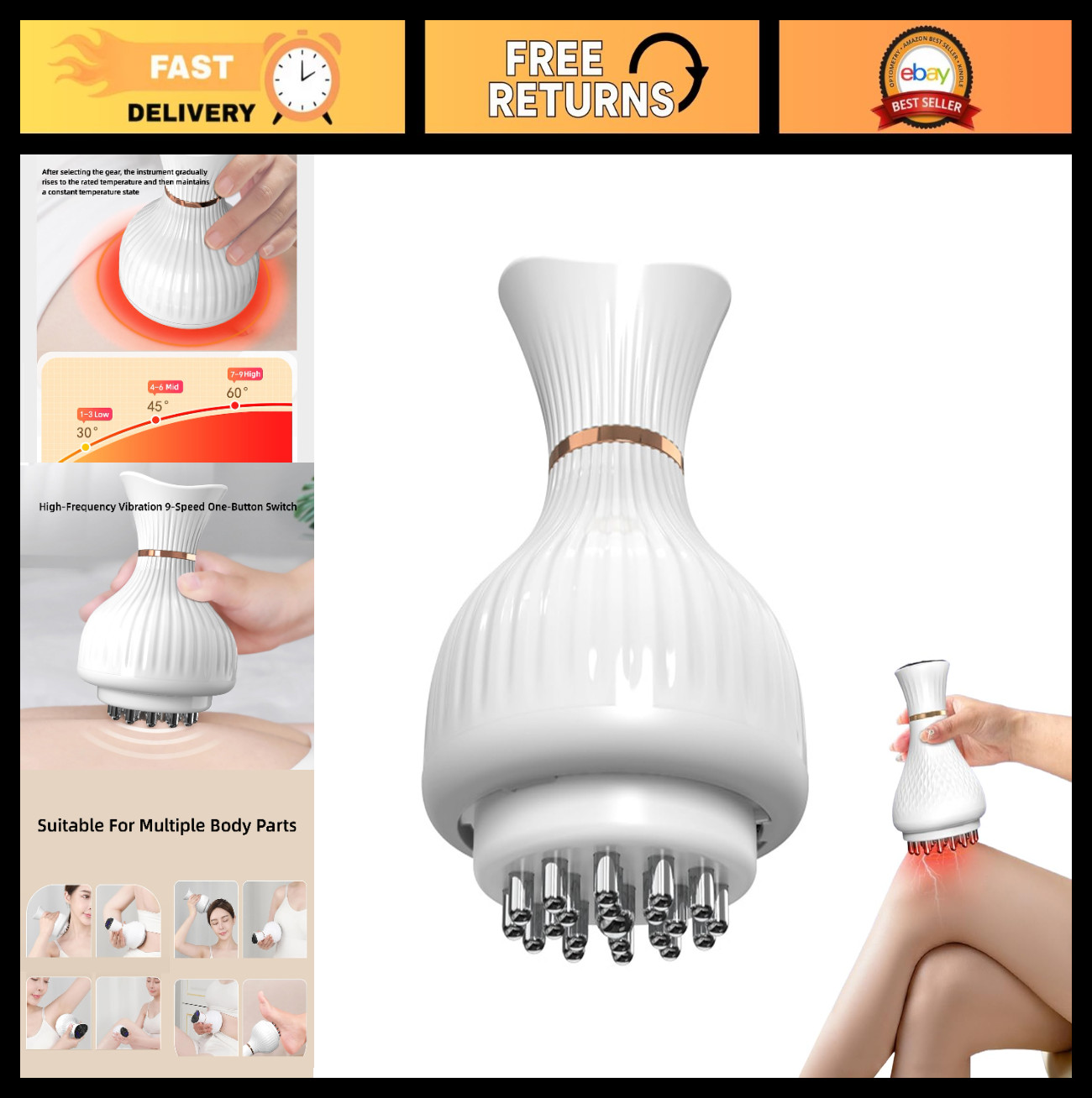 4-in-1 Cordless Handheld Leg Massager for Pain Relief & Relaxation – Ideal for A