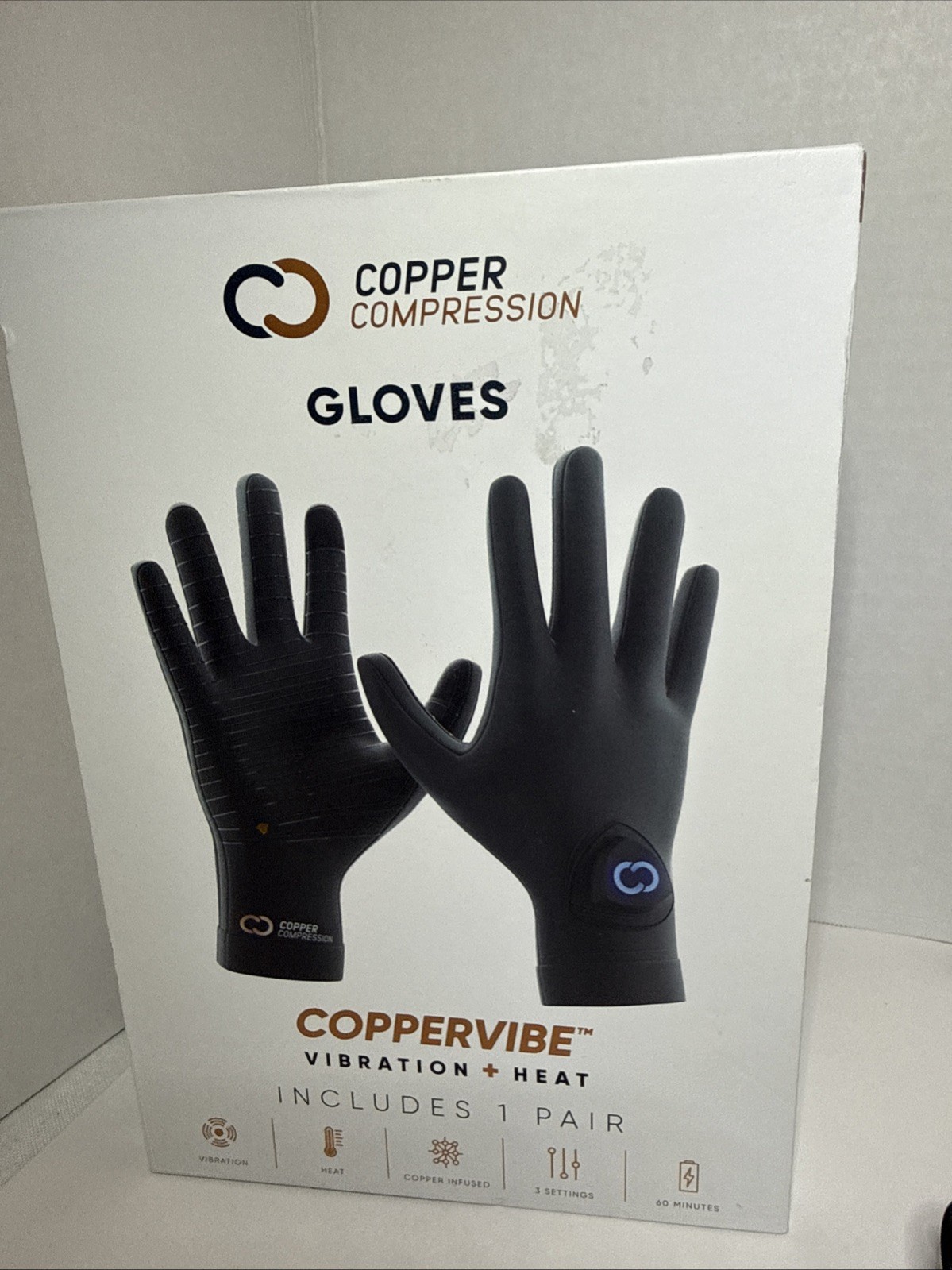 CopperVibe Vibration & Heat Gloves – Heated Hand Massage One Size Unisex
