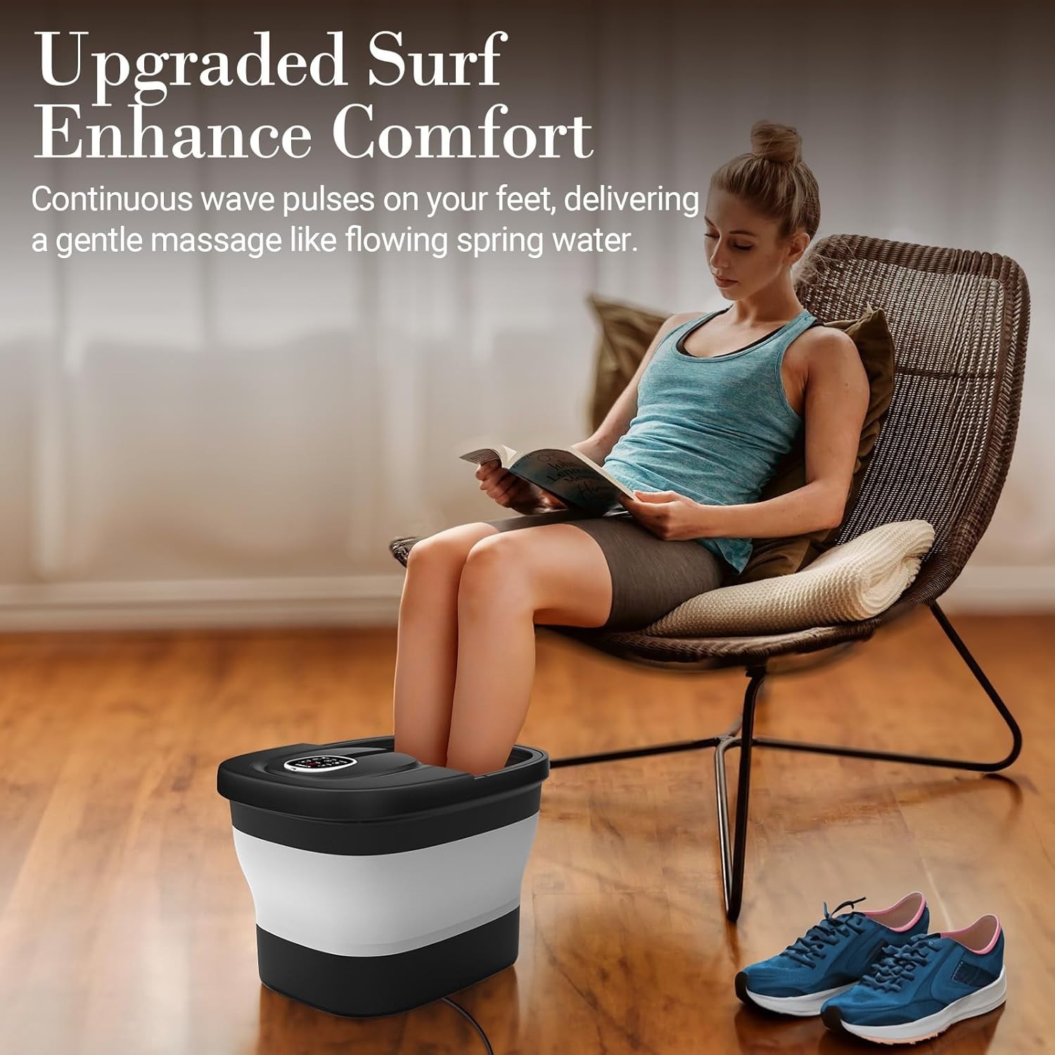 Foot Spa Bath Massager, Upgraded Foot Bath with Circulation Heat, Motorized S…