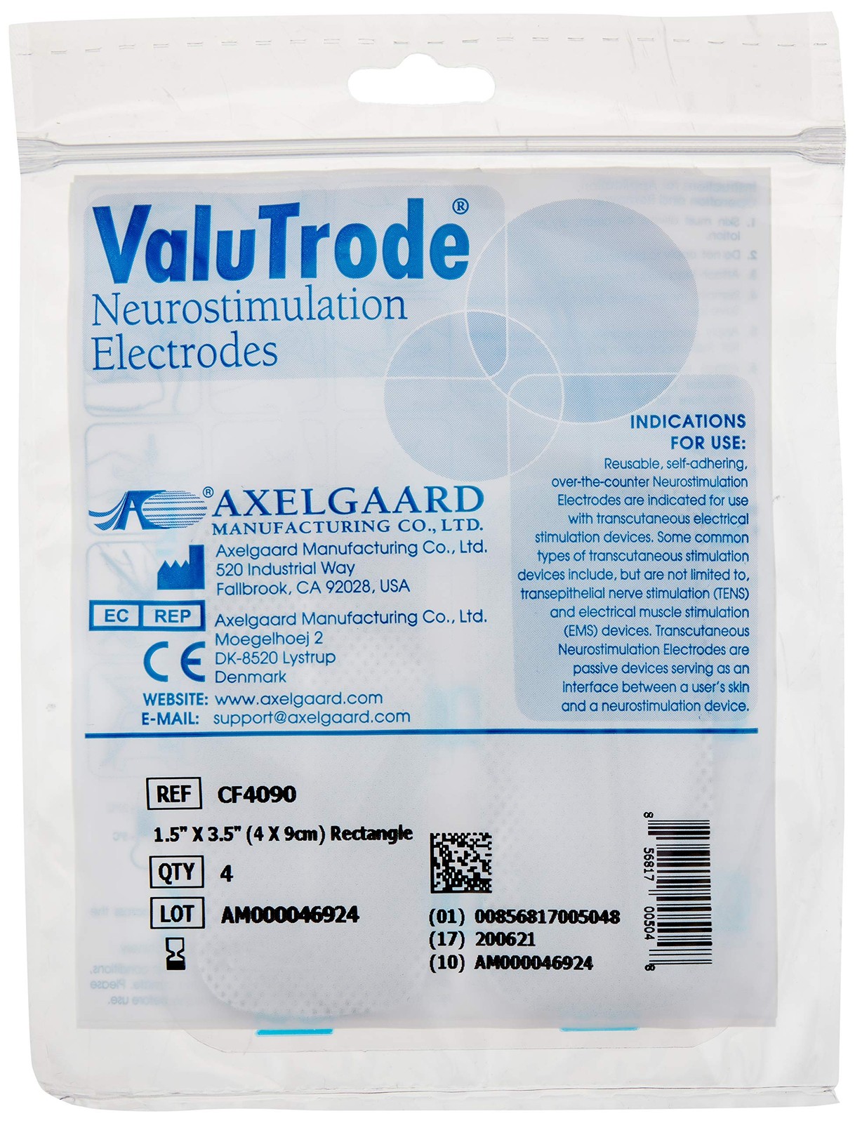 Physical Therapy 82183 Axelgaard ValuTrode Cloth Electrodes, 1.5 x 3.5 Rectan…
